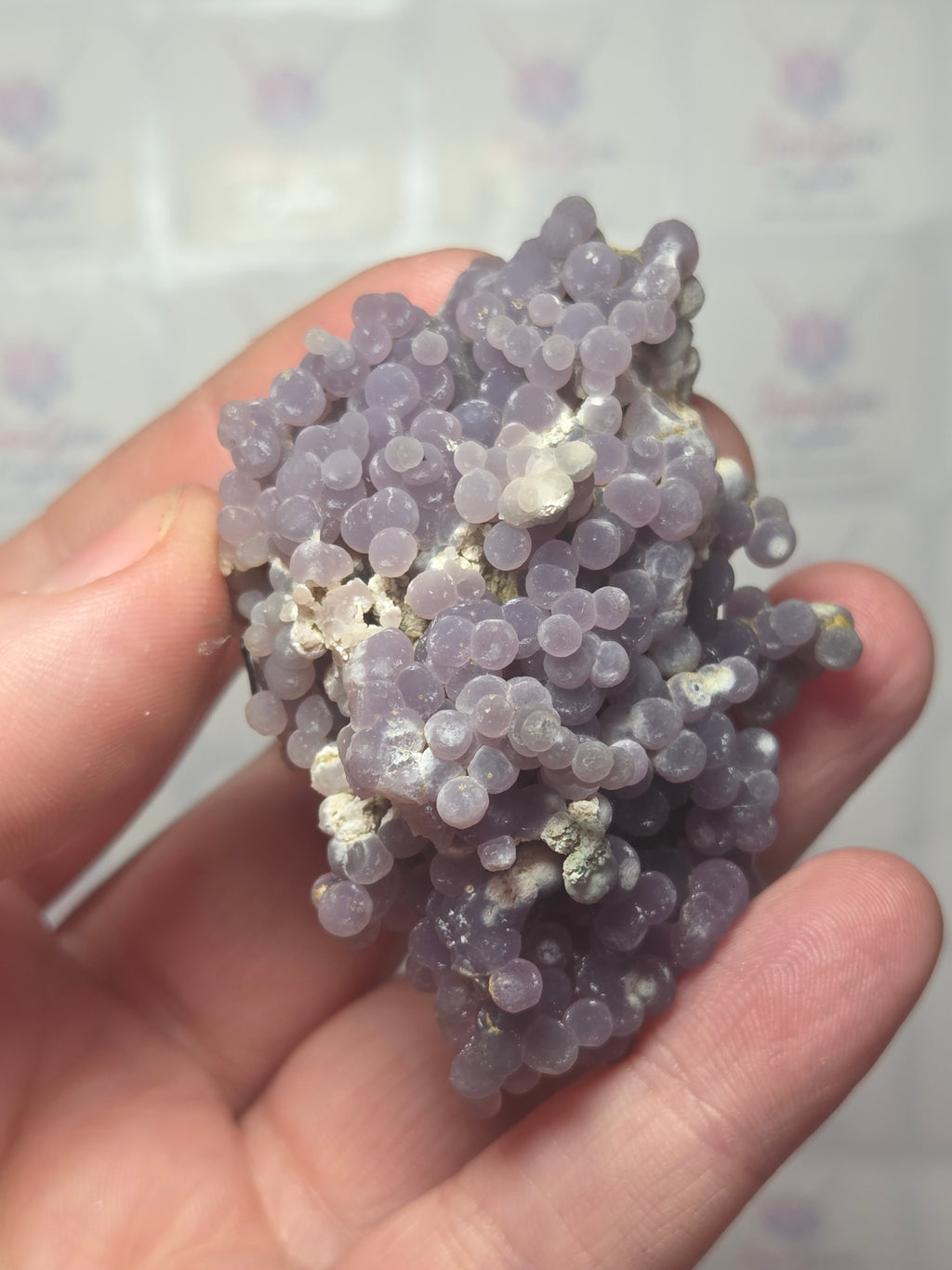 Beautiful rare grape agate specimen with box