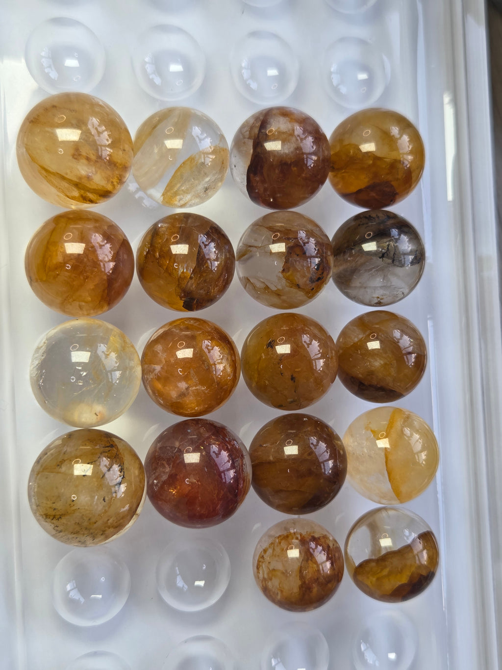 Golden healer and fire quartz crystal mini spheres