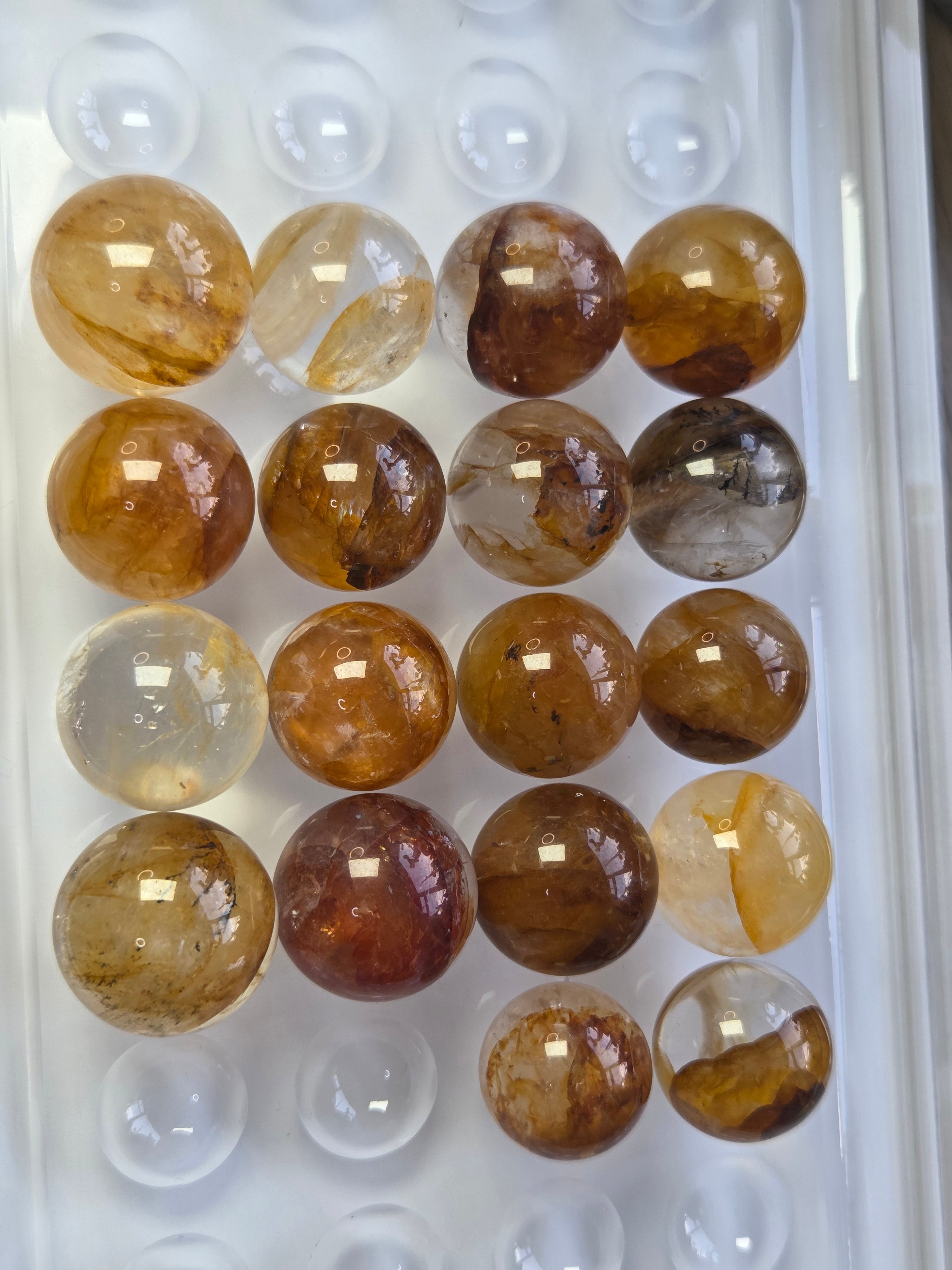 Golden healer and fire quartz crystal mini spheres