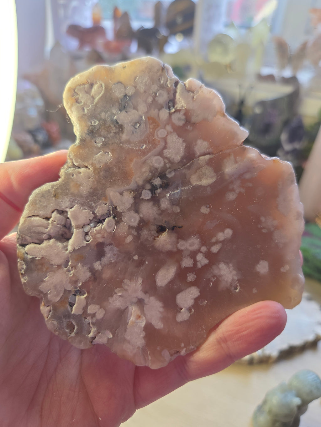 Flower agate crystal slice