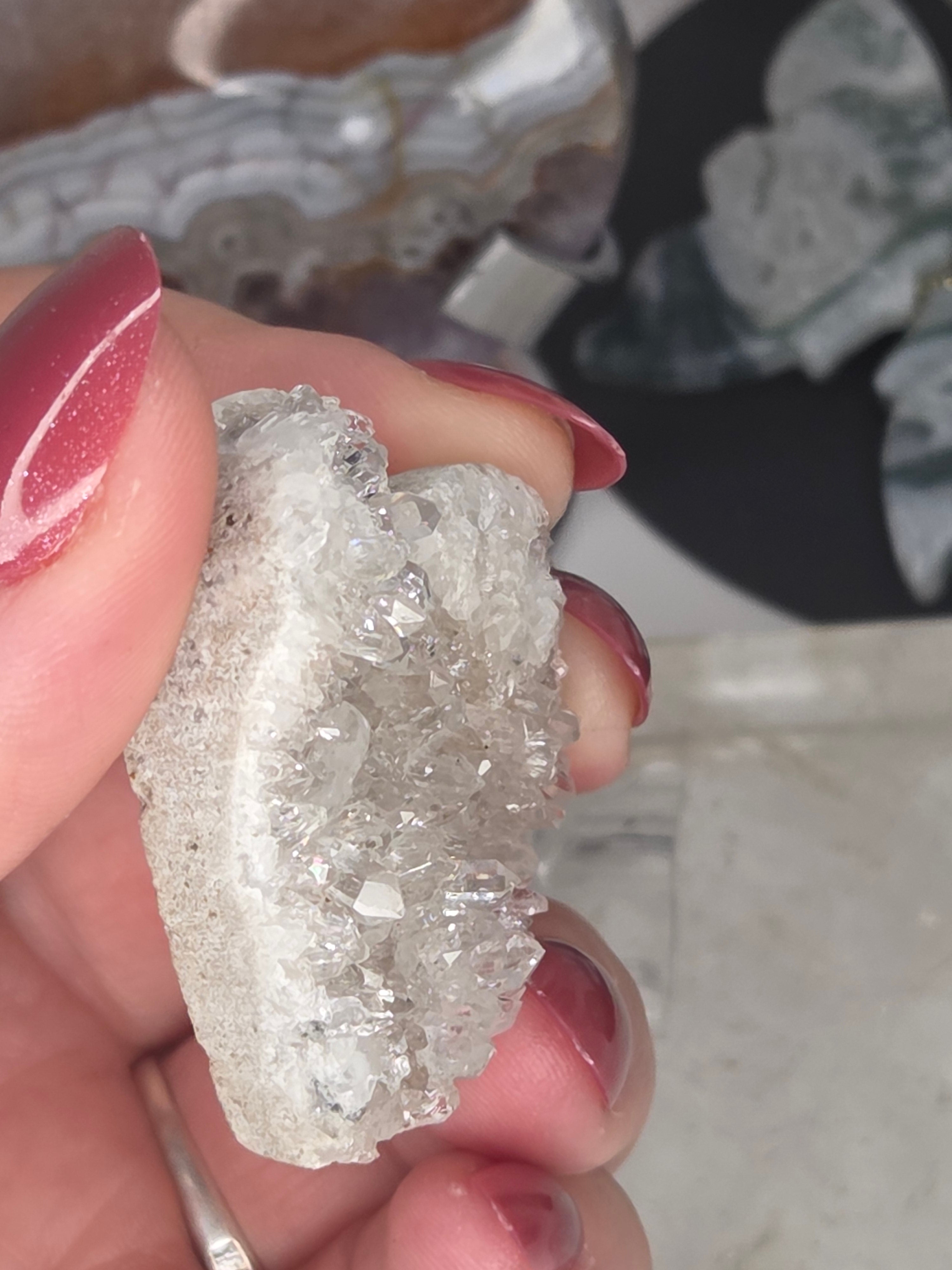 Beautiful  clear quartz needle cluster heart carving