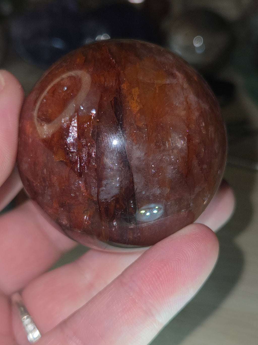 Fire quartz crystal sphere