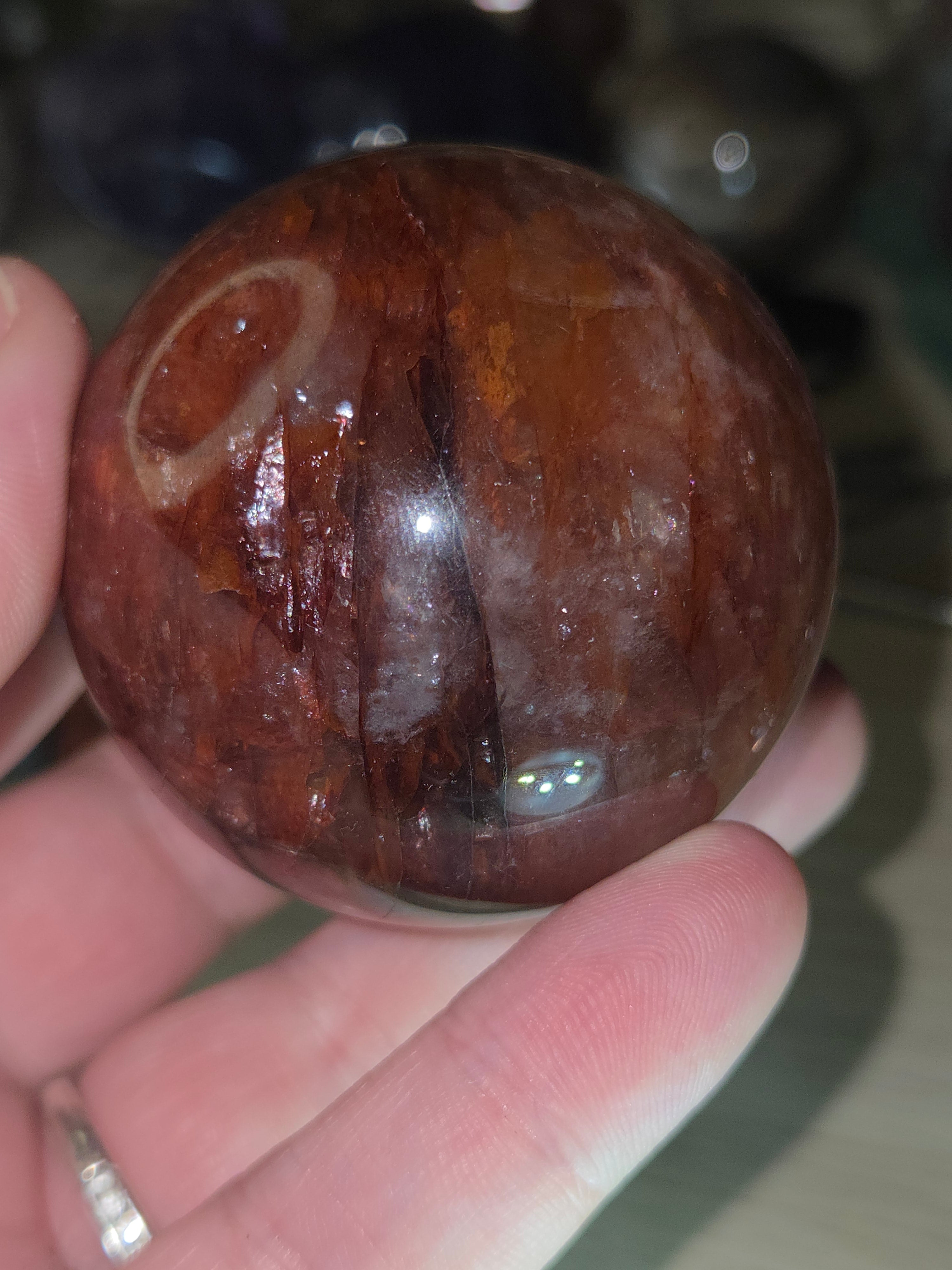 Fire quartz crystal sphere