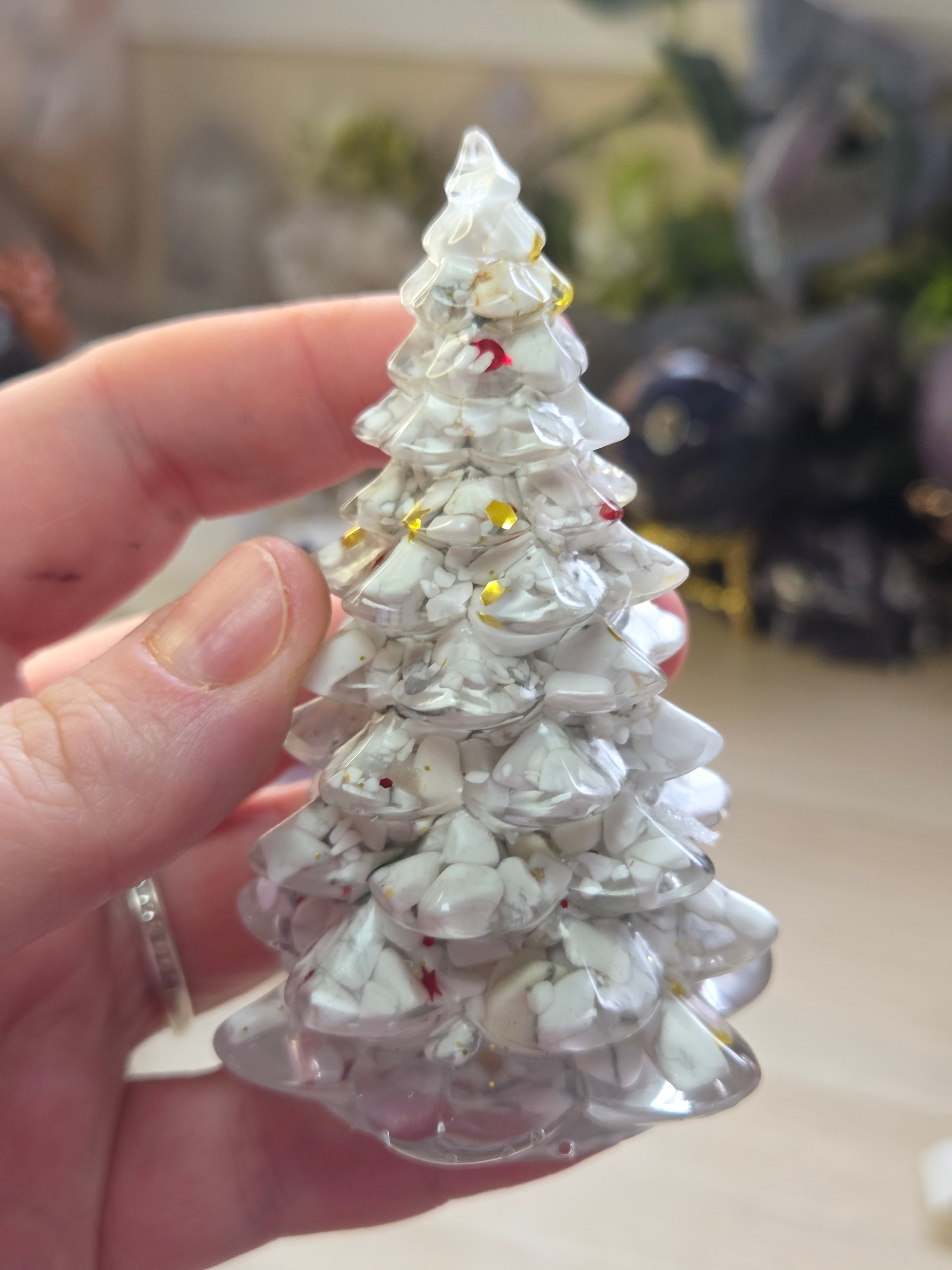 crystal chips in resin  tree carving