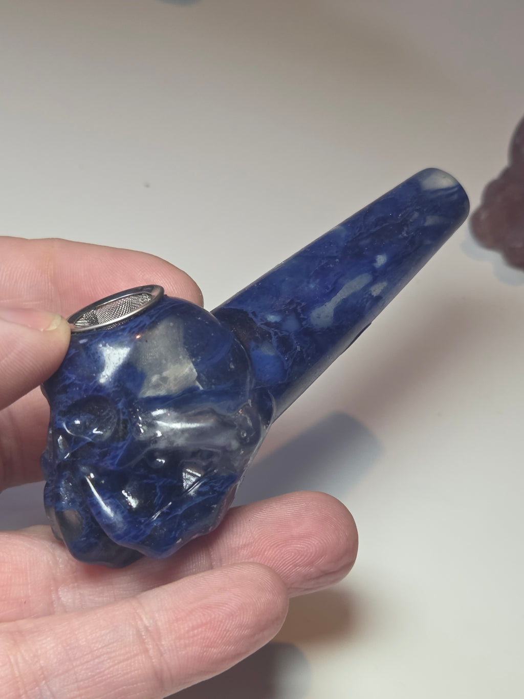 Blue smelling quartz smoking pipe