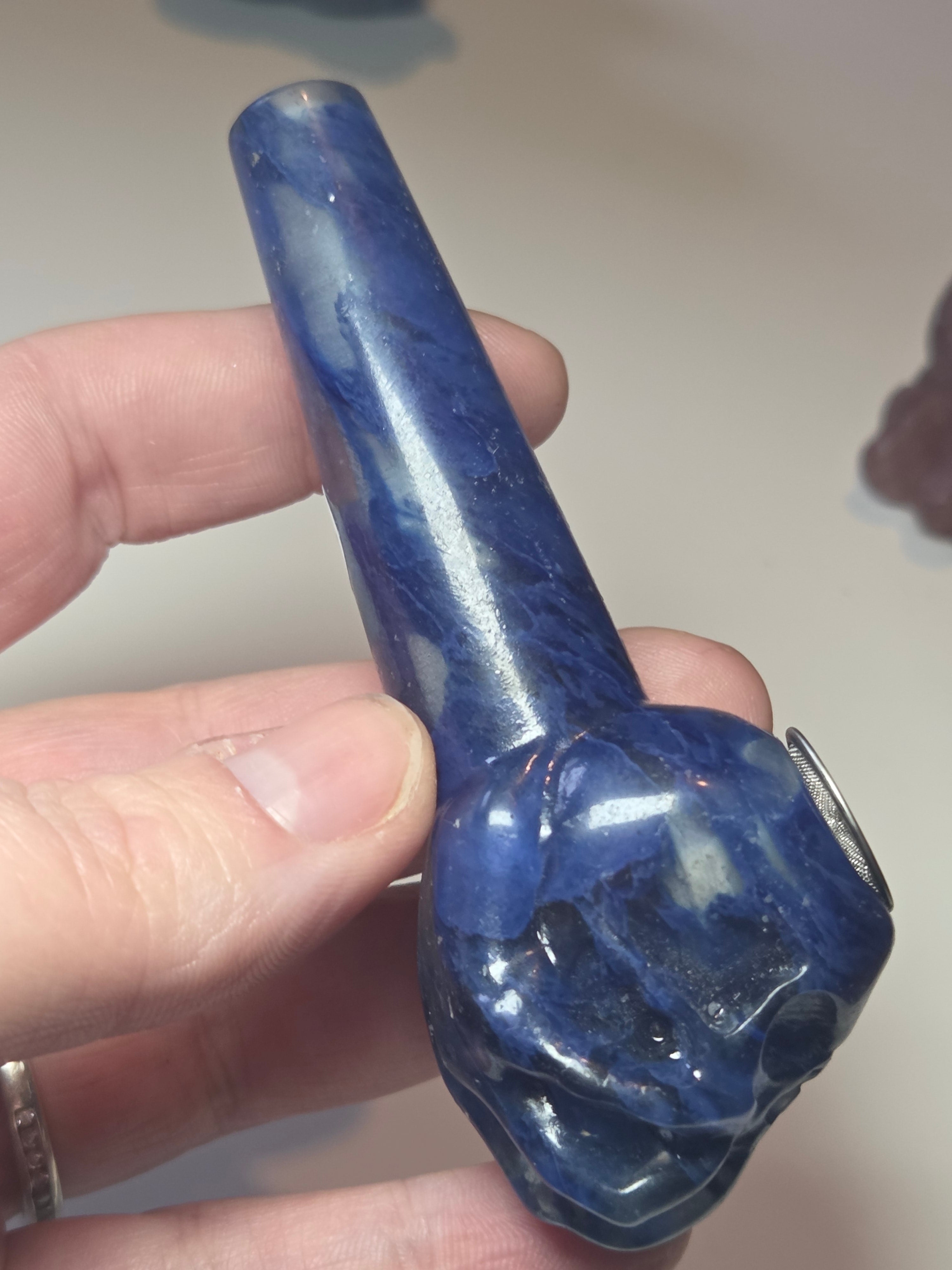 Blue smelling quartz smoking pipe