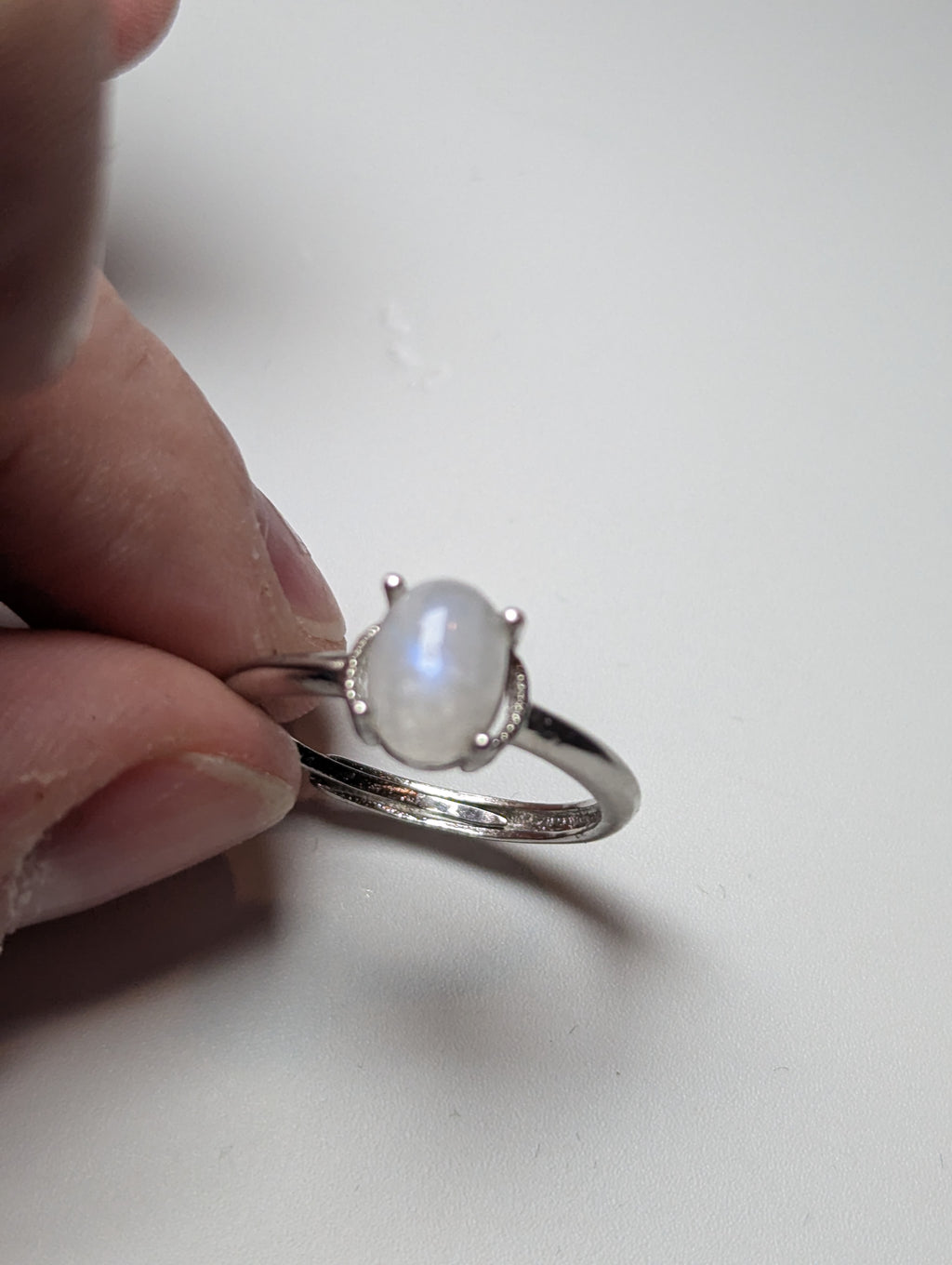 Rainbow moonstone crystal Adjustable ring