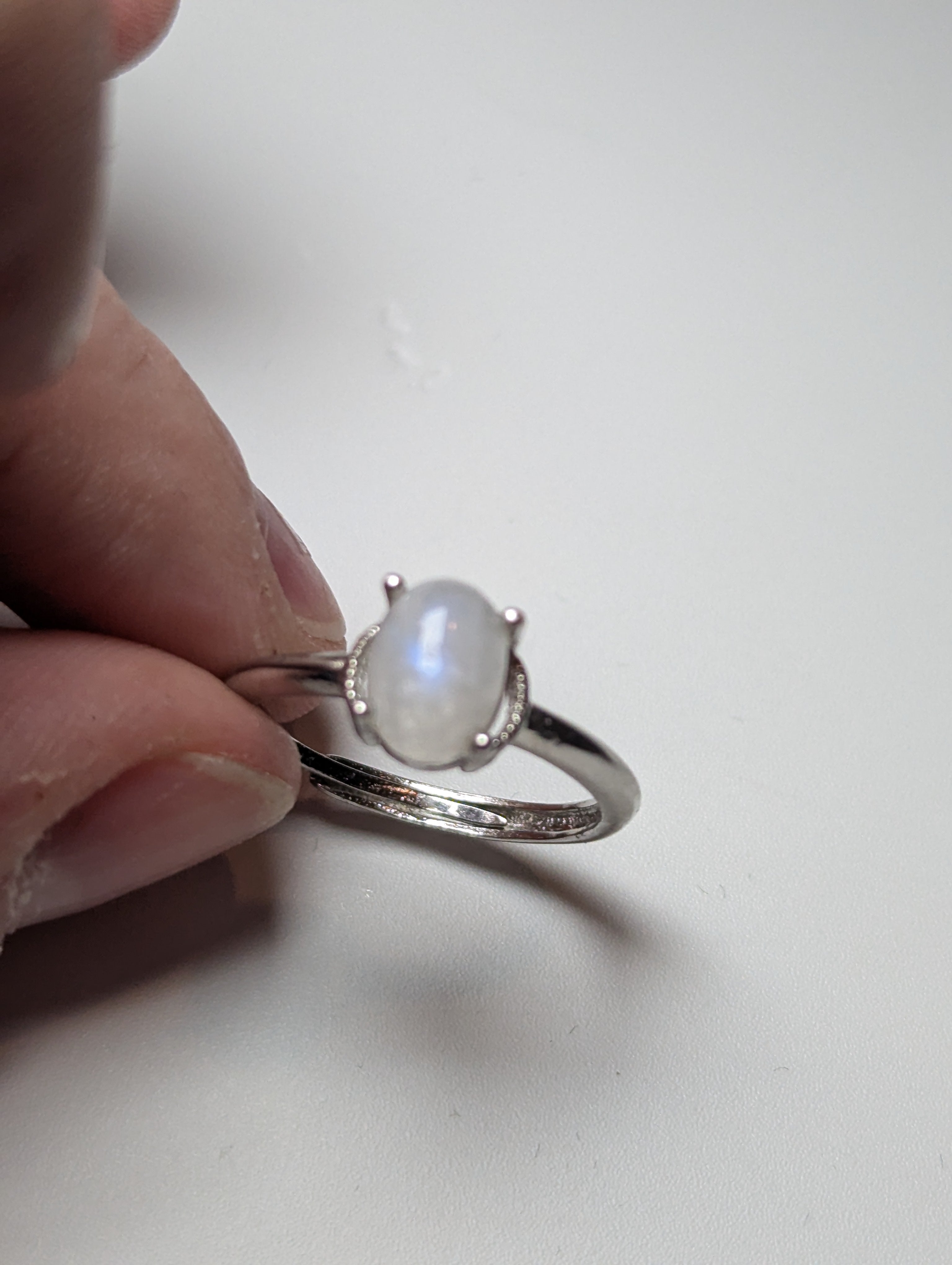 Rainbow moonstone crystal Adjustable ring