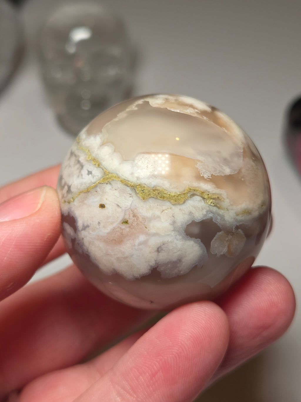 Grade A Flower agate crystal small sphere