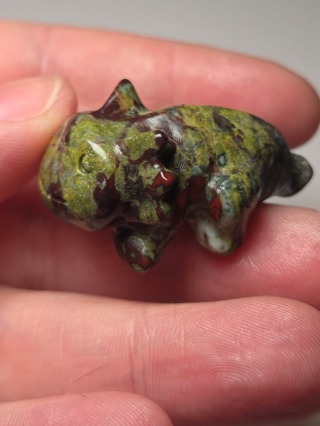 Dragon blood stone crystal axolotl carving