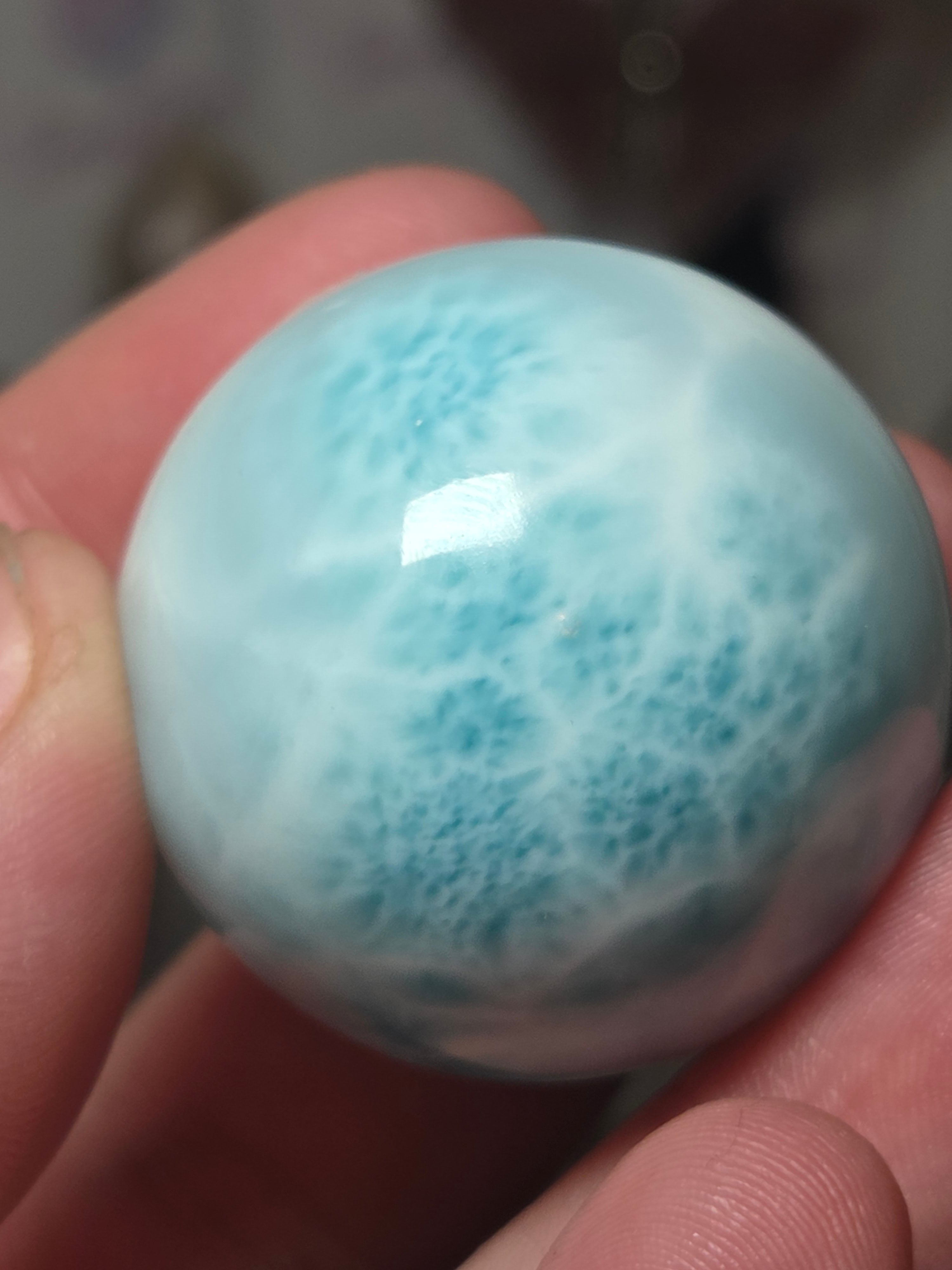 Rare beautiful Larimar crystal sphere with certificate