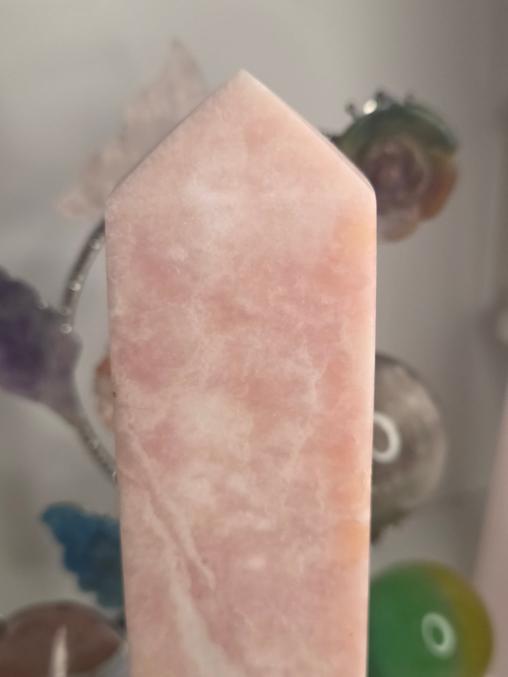 Pink opal crystal tower 19cm