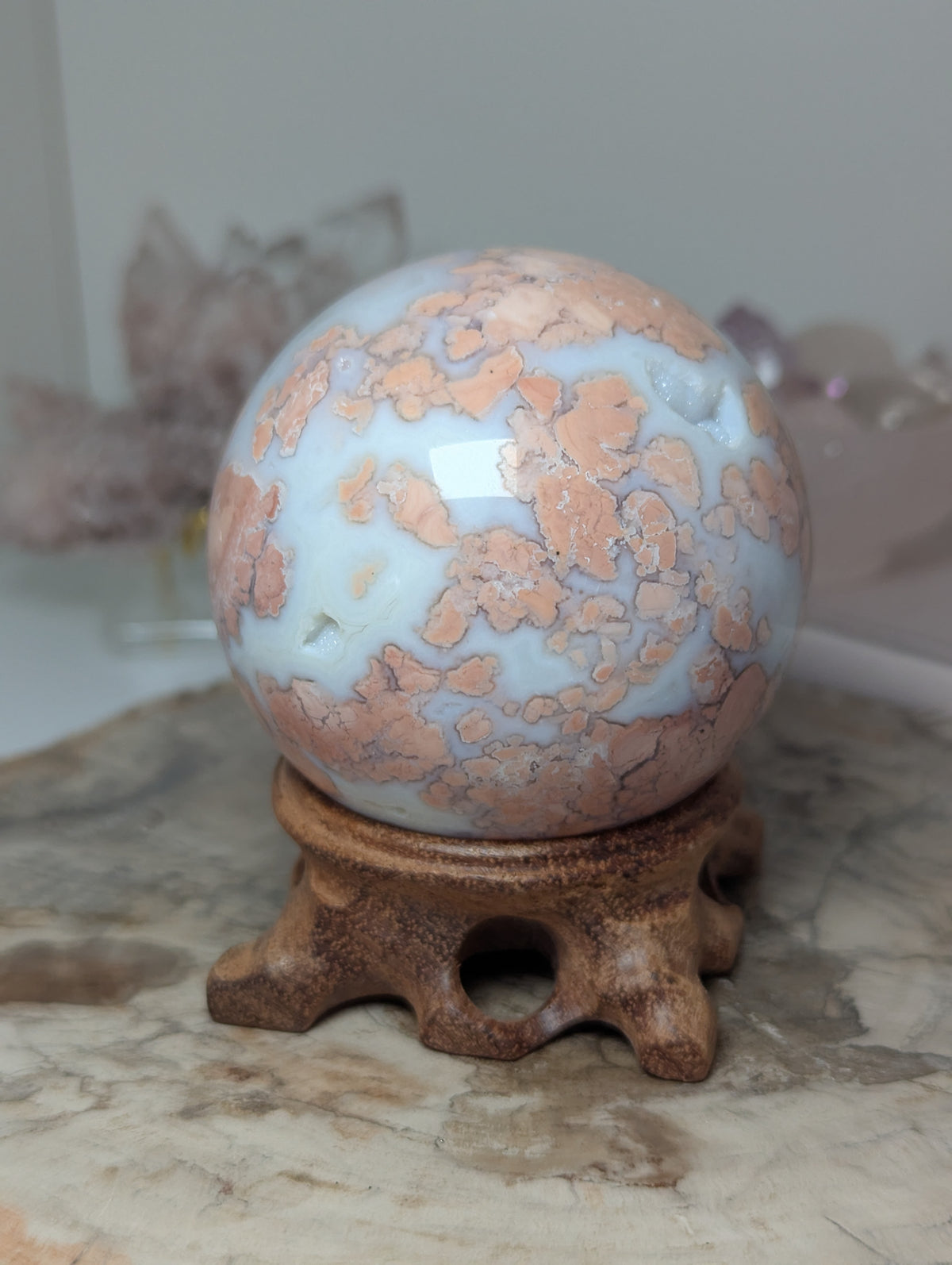 Beautiful cotton candy crystal agate crystal sphere