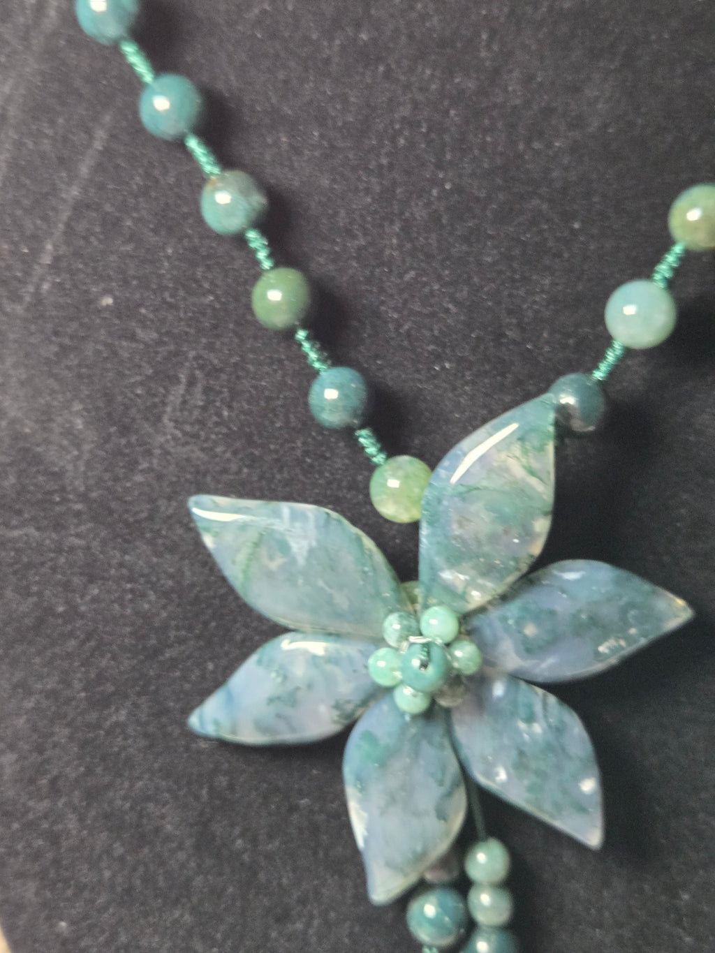 Amazing  grade AAA Moss agate crystal long  necklace