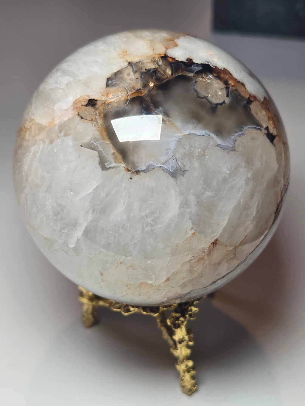 Agate  and quartz crystal sphere  with imperfections