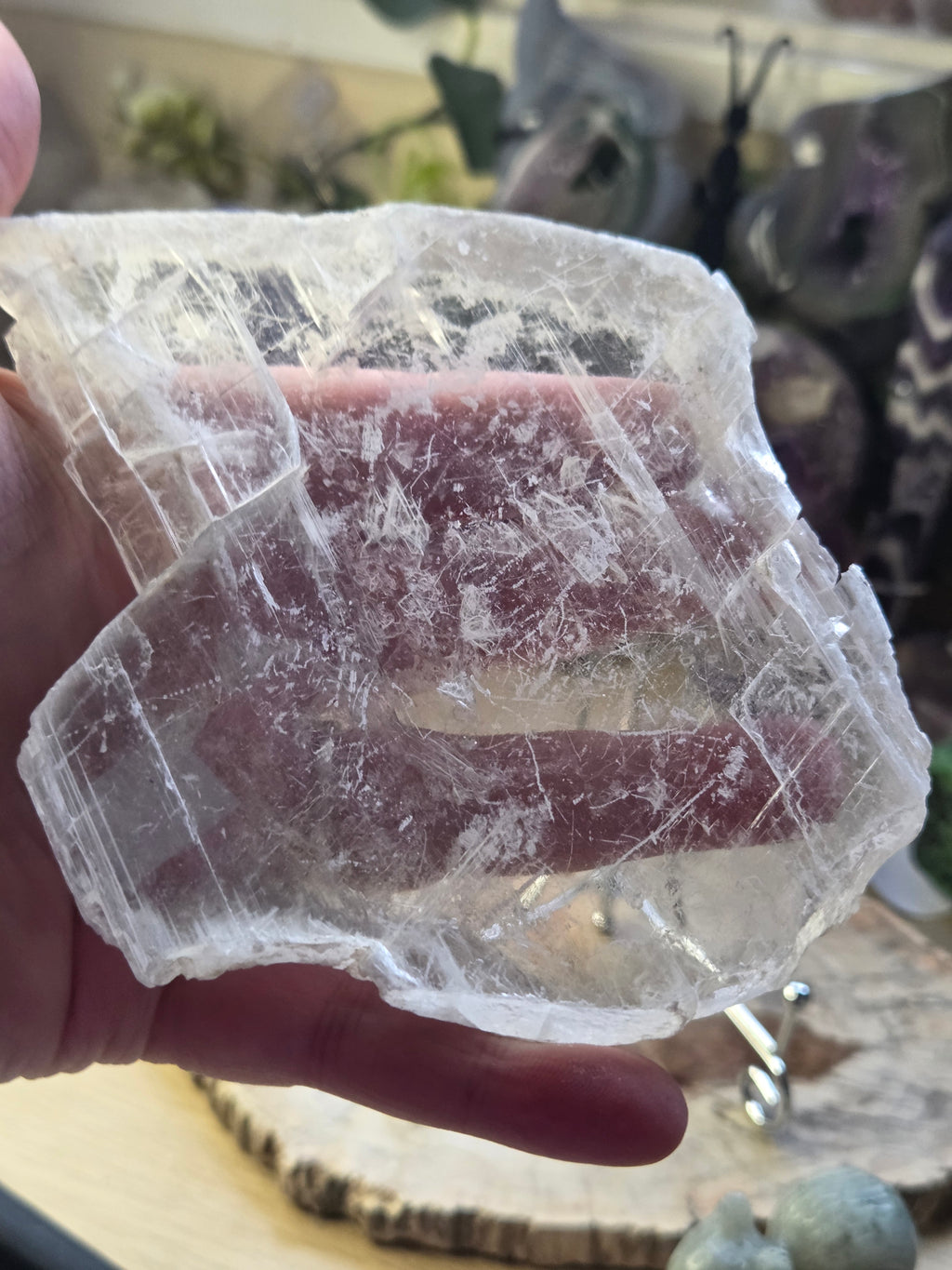 Selenite crystal slice  with stand