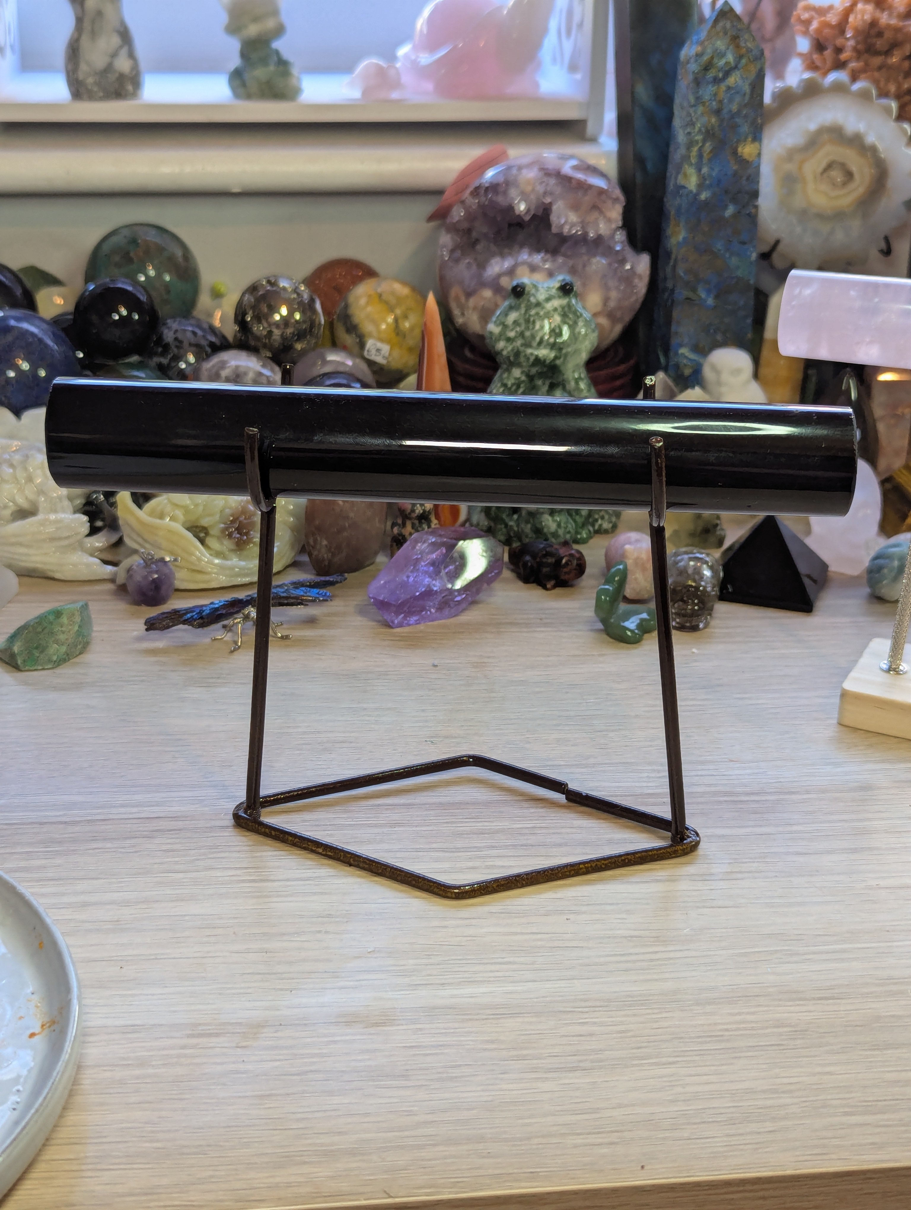 Obsidian crystal bracelet stand
