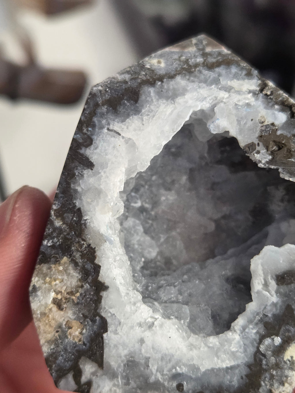 Green UV mexican agate crystal tower geode