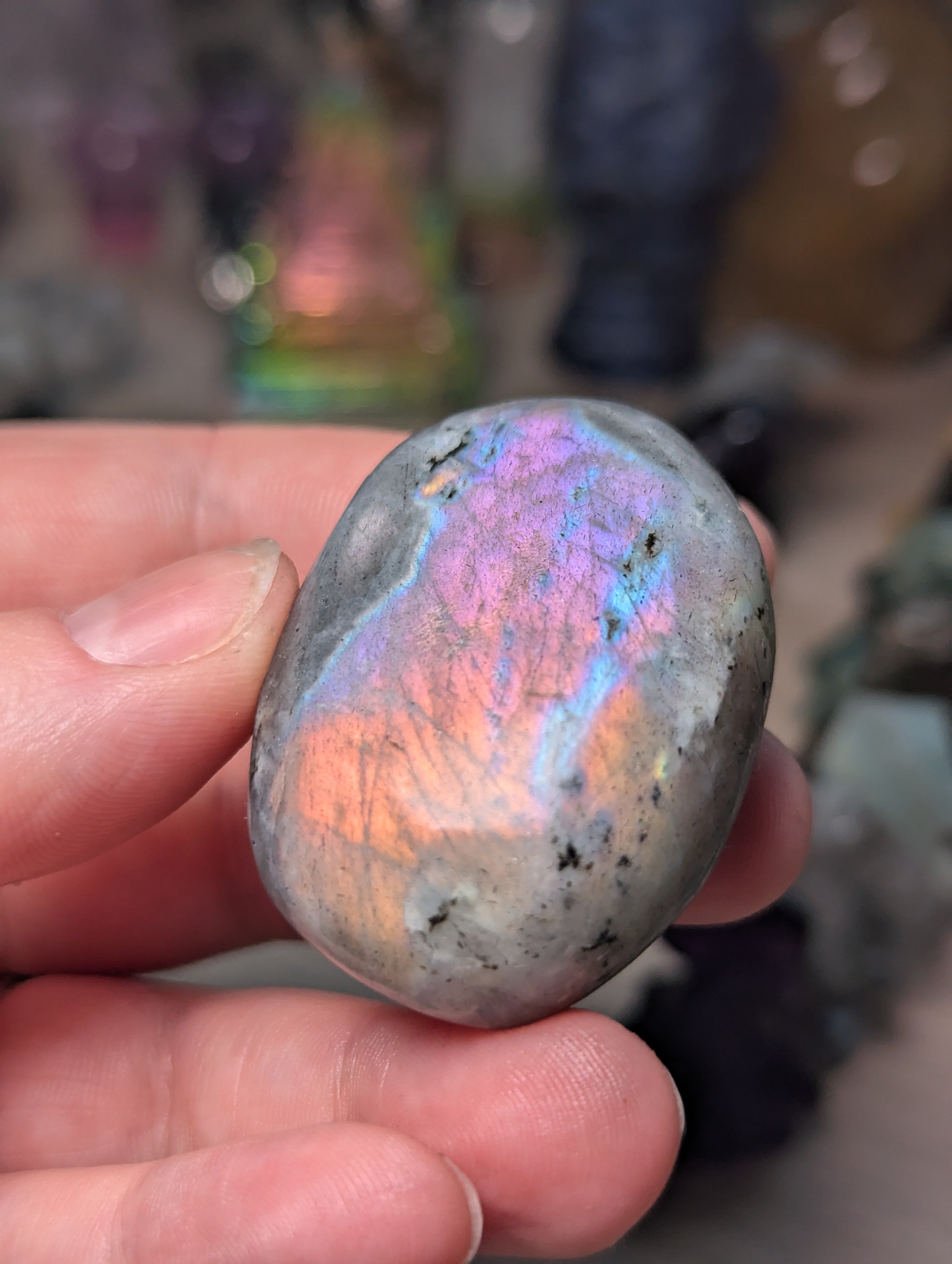 Labradorite crystal palm stone