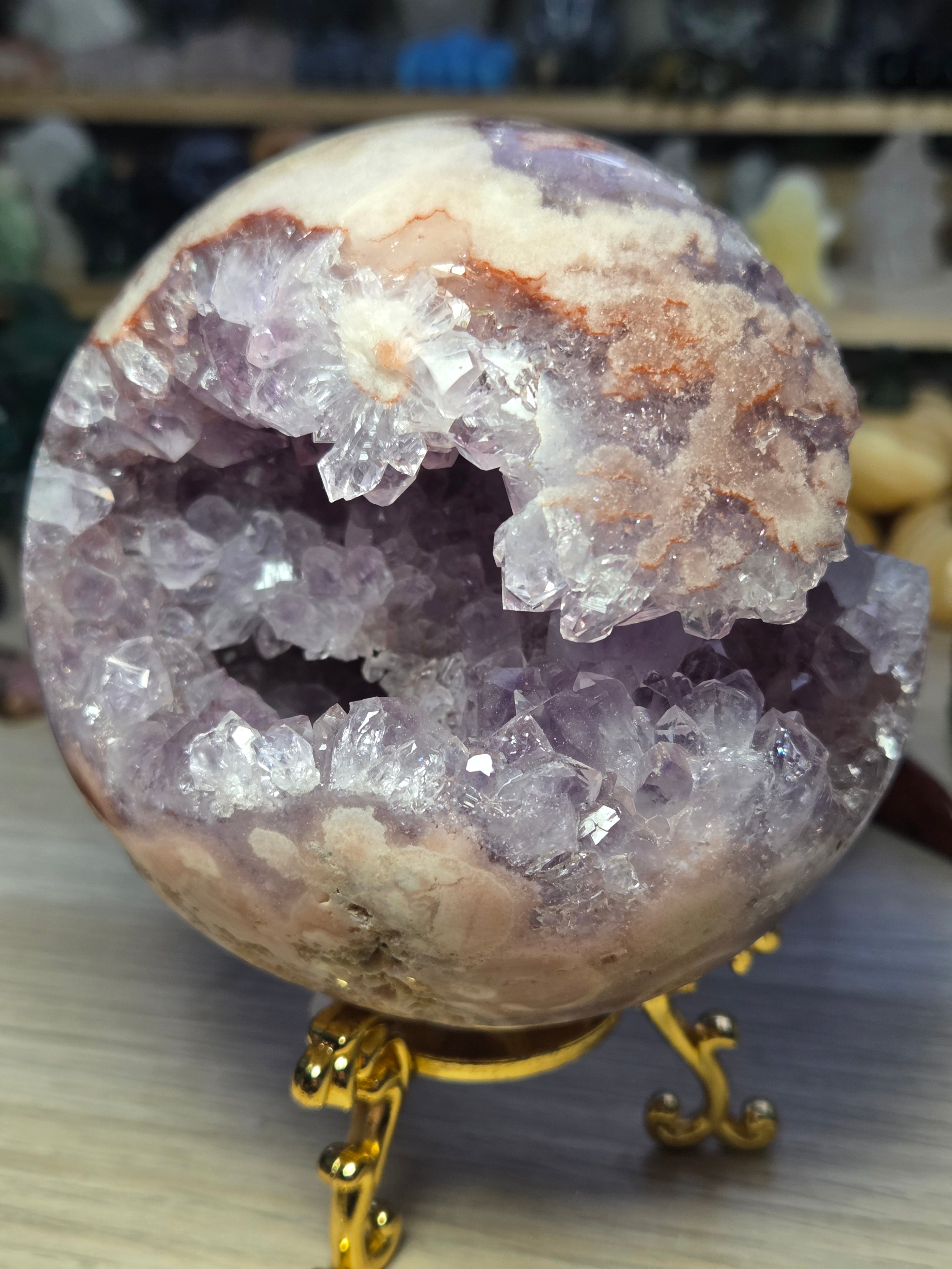 Pink amethyst crystal  sphere 10cm Grade AAAA  was £1250