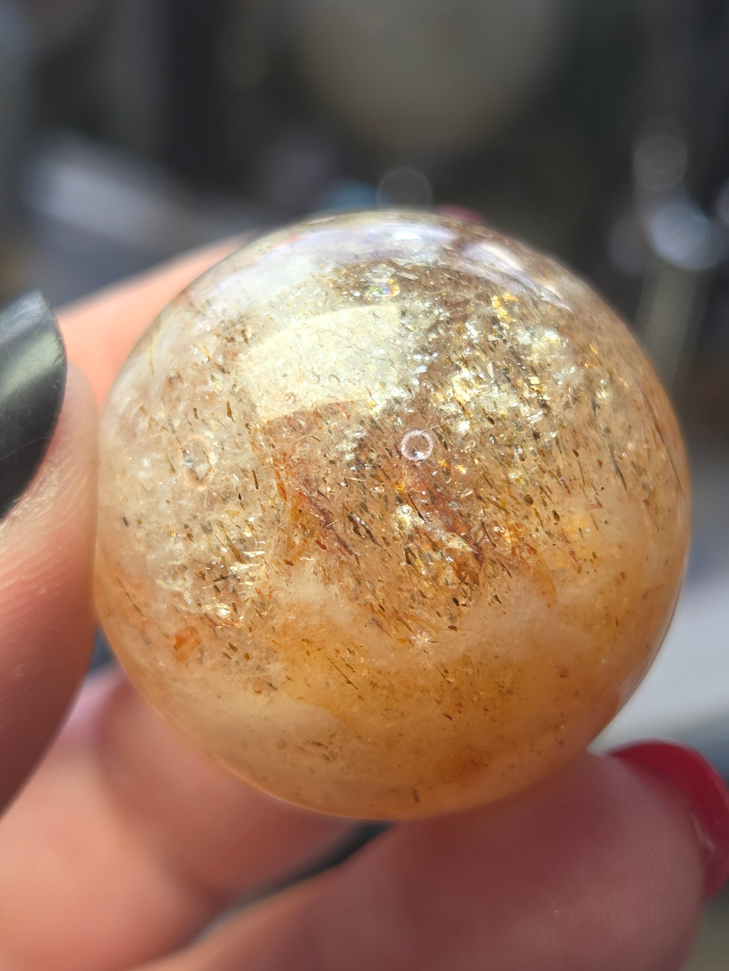 Amazing  high quality copper Rutile crystal sphere