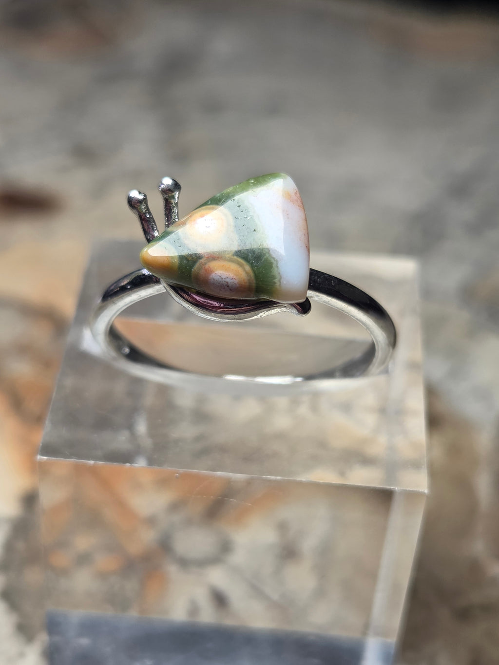 Ocean Jasper crystal ajustable ring