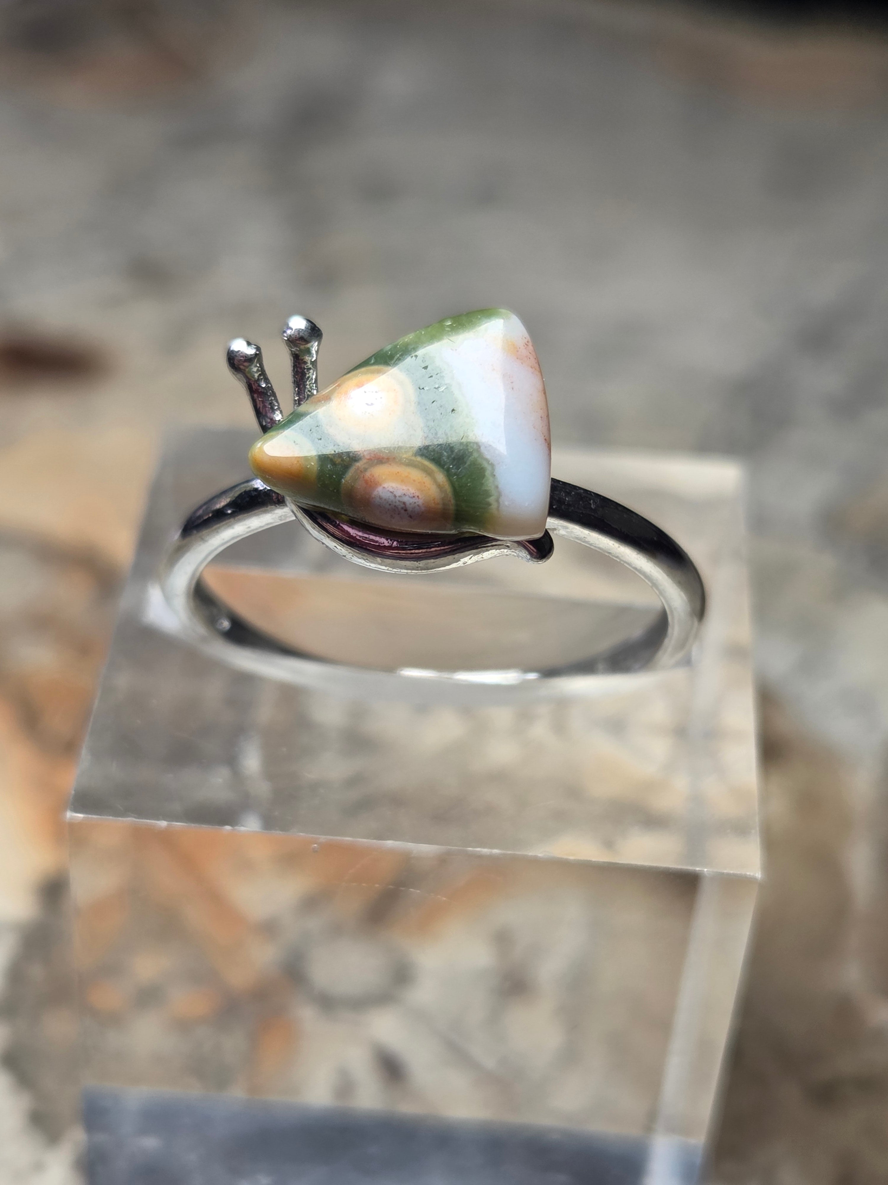 Ocean Jasper crystal ajustable ring