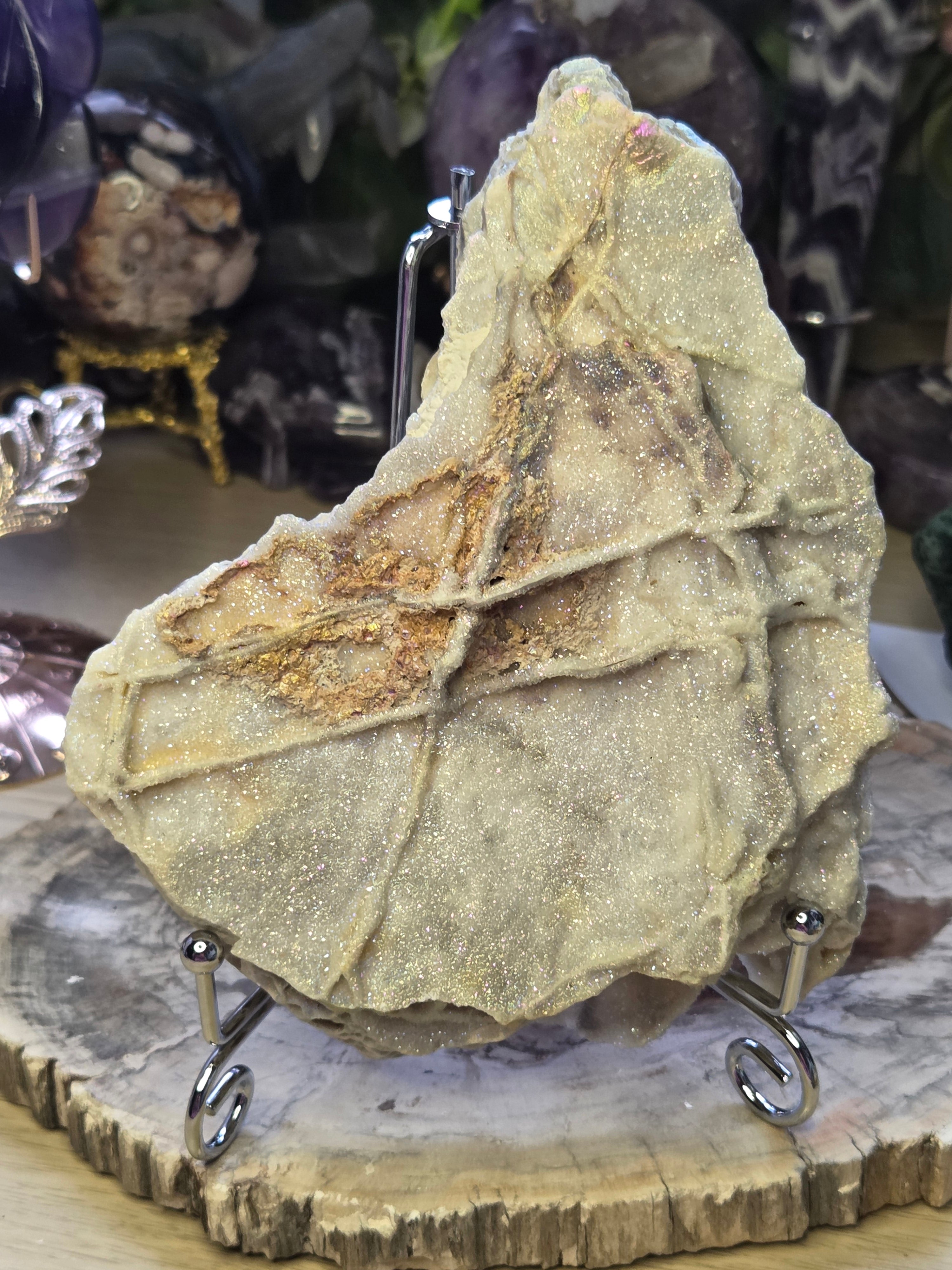 Aura Sphelerite crystal slice with stand