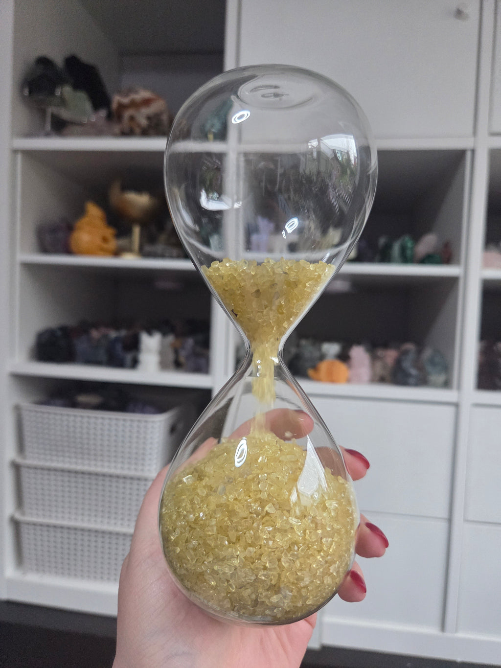 Citrine crystal hourglass carving