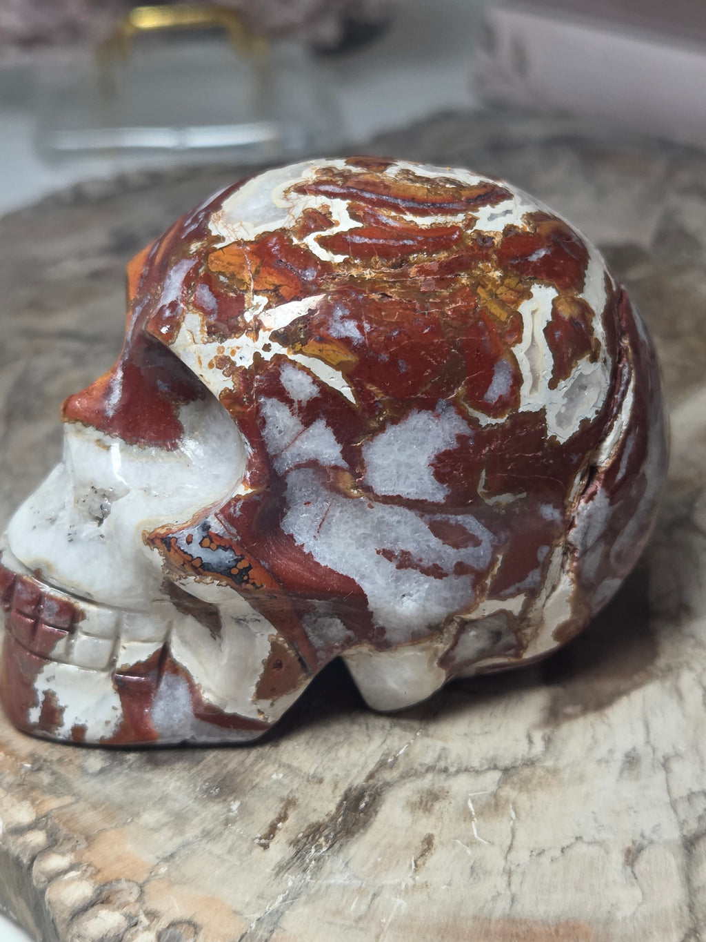 Beautiful natural red agate crystal Skull