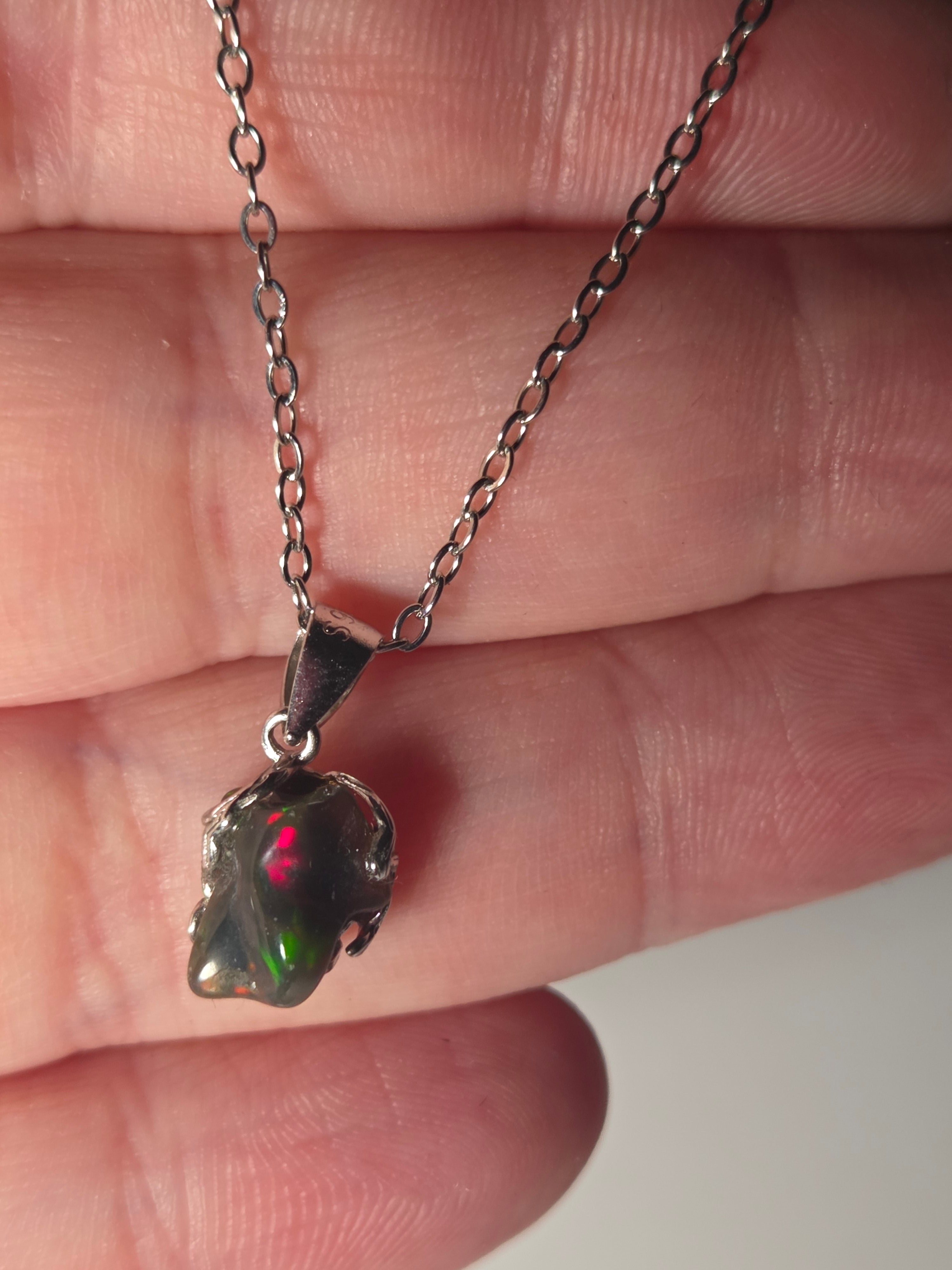 Ethiopian black Opal necklace s295