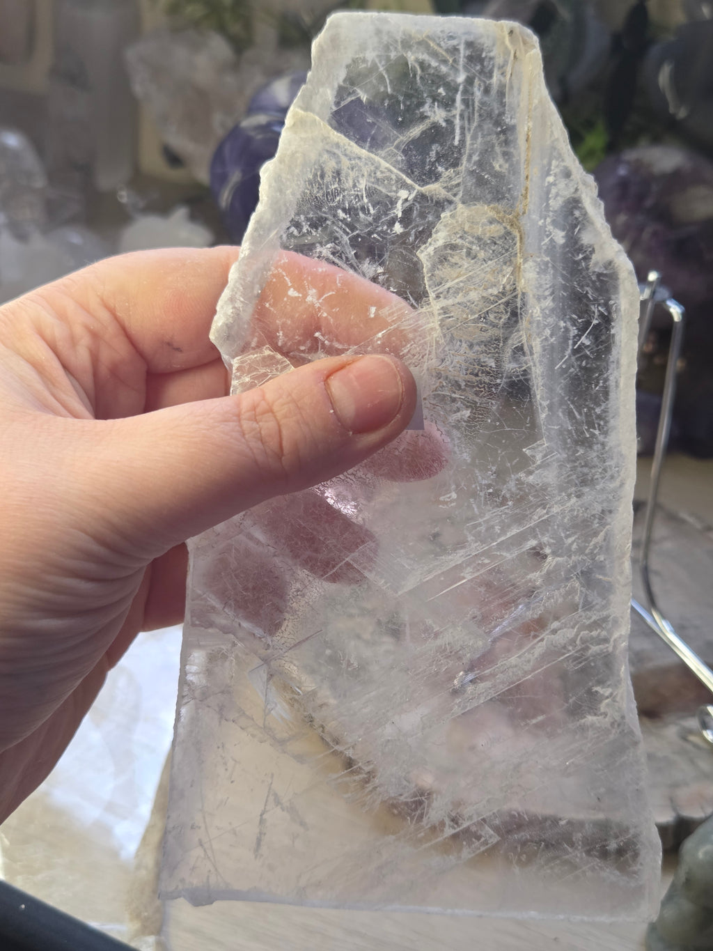 Beautiful crystal selenite crystal slice