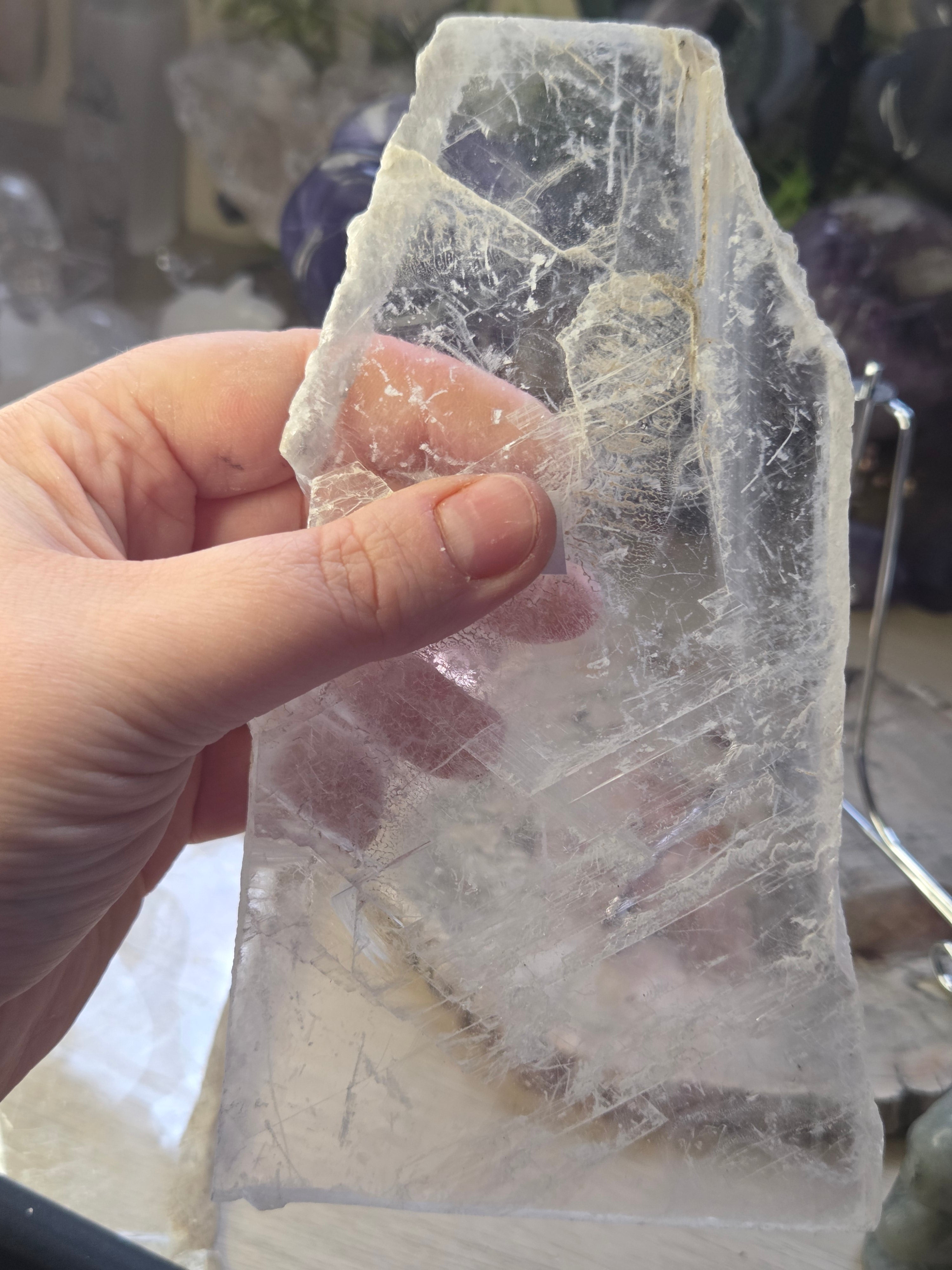 Beautiful crystal selenite crystal slice