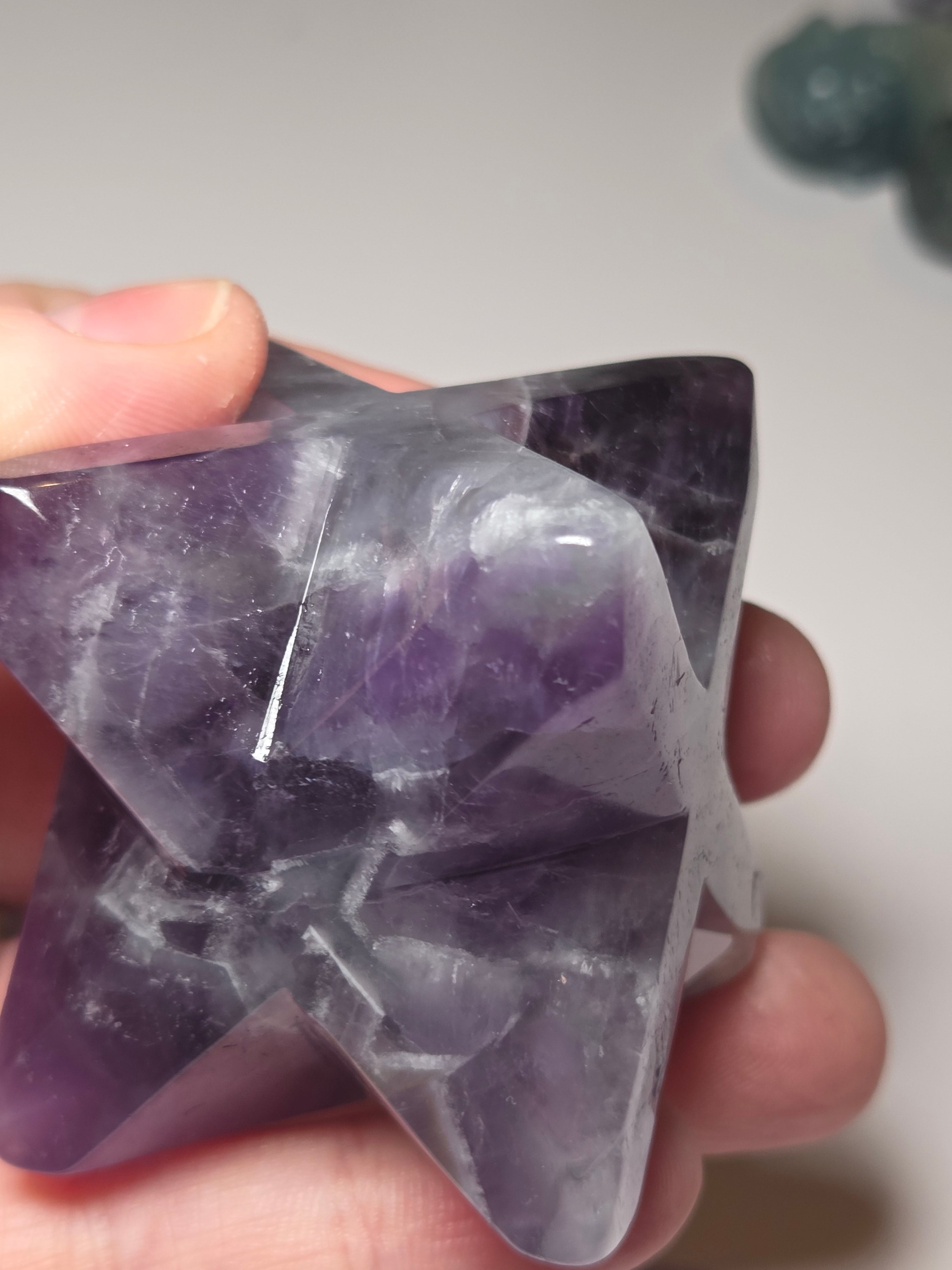 Dream Amethyst merkaba star carving