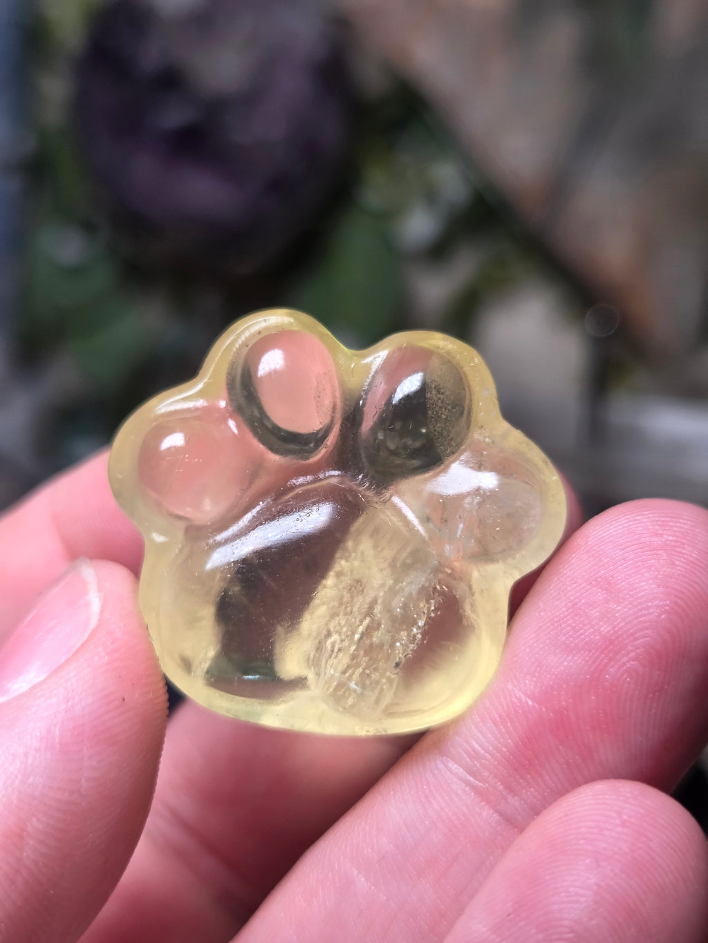 Citrine crystal paw print