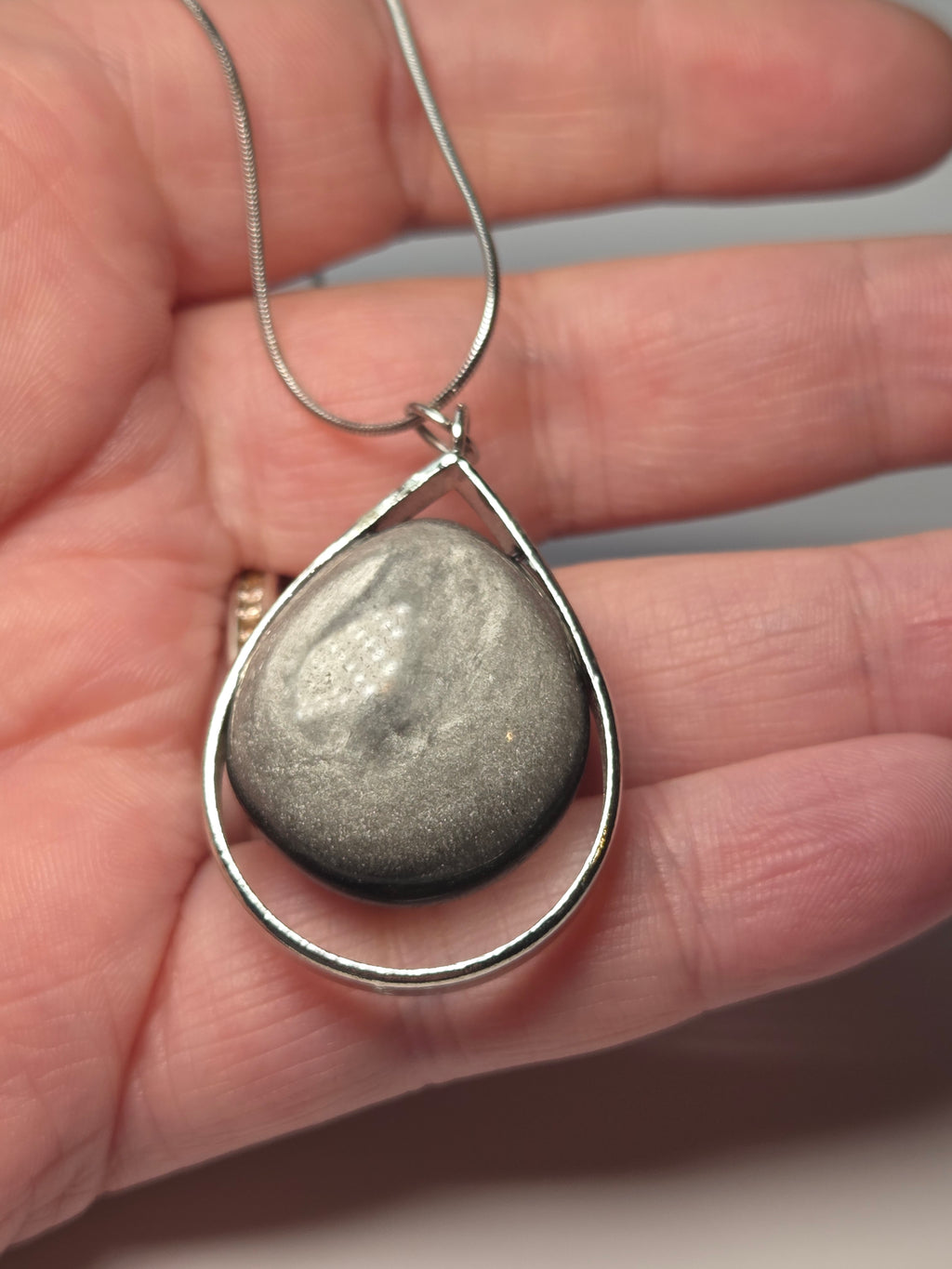 Silver sheen obsidian crystal handmade  necklace