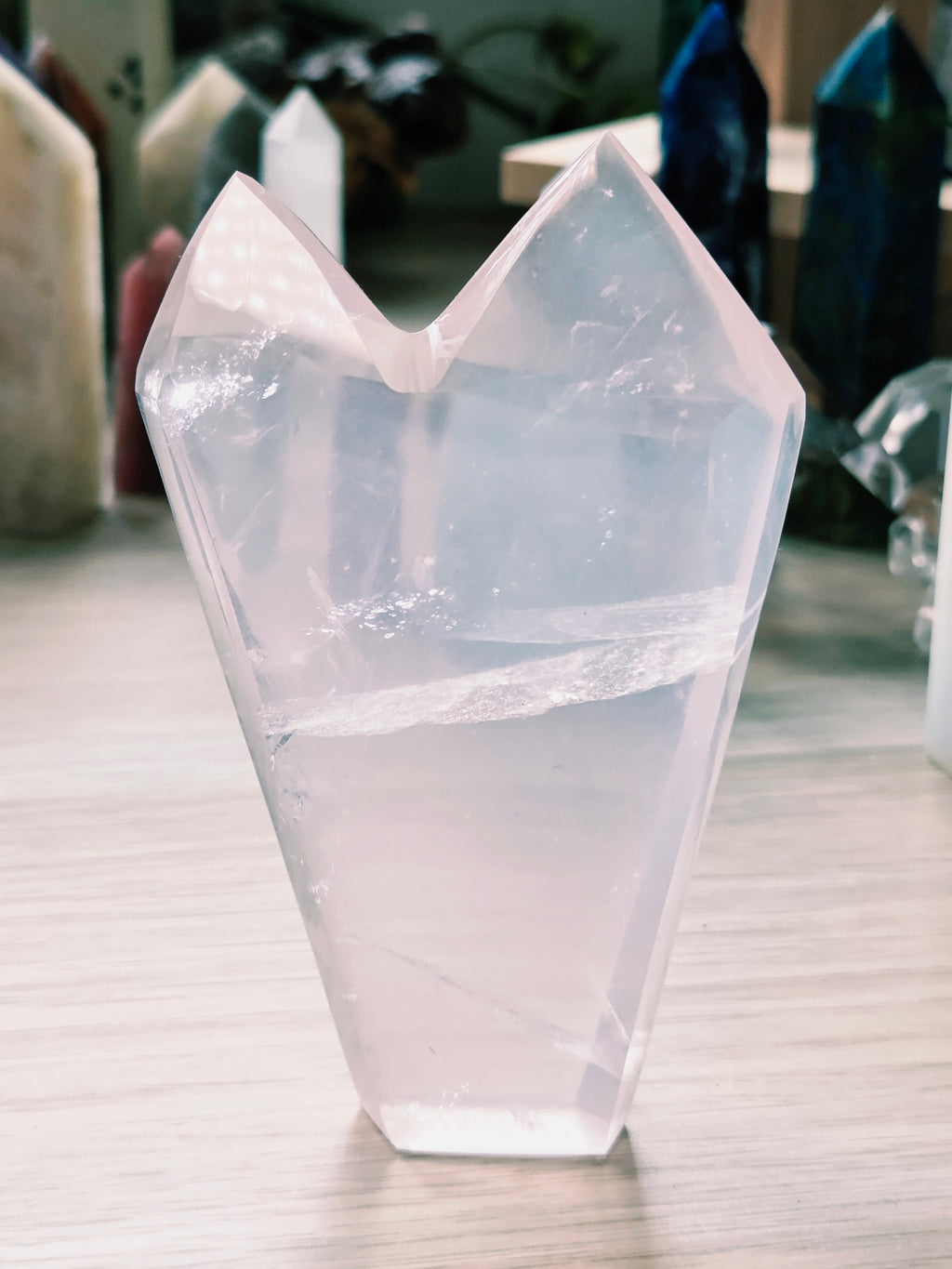Grade AAAA Rose quartz crystal twin towers