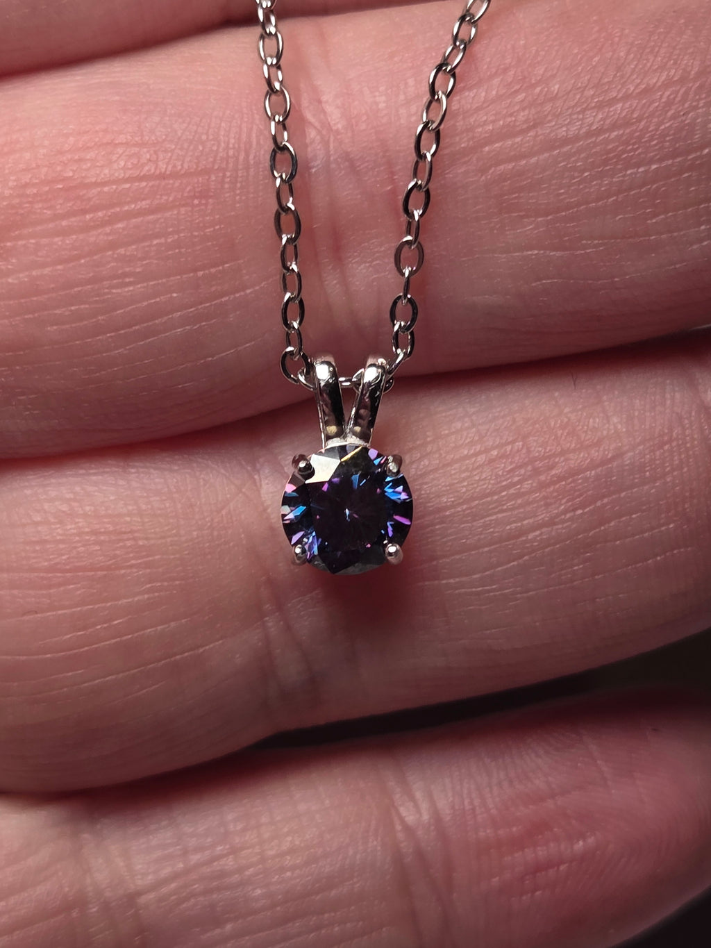 Purple Moissonite Diamond necklace