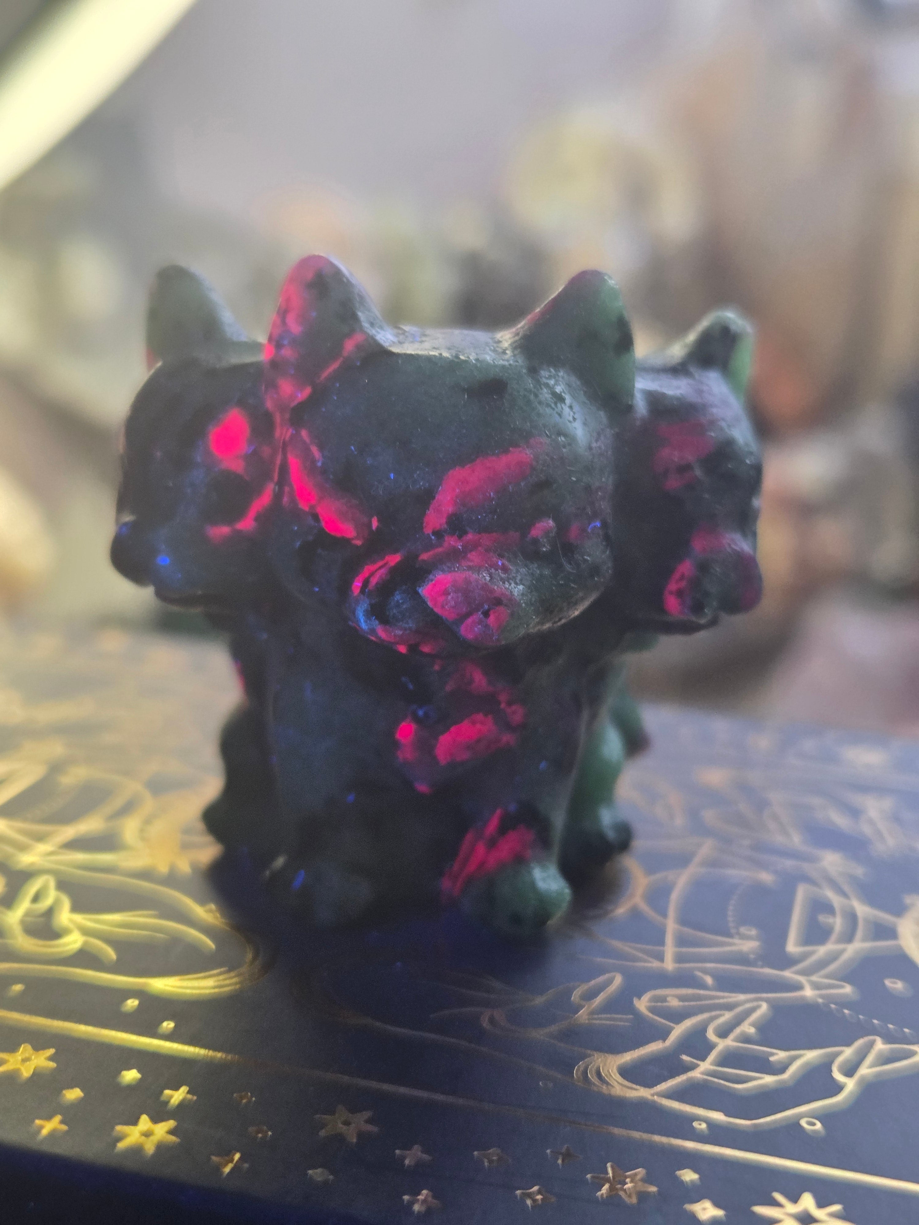 Ruby in zoiltie crystal three headed dog