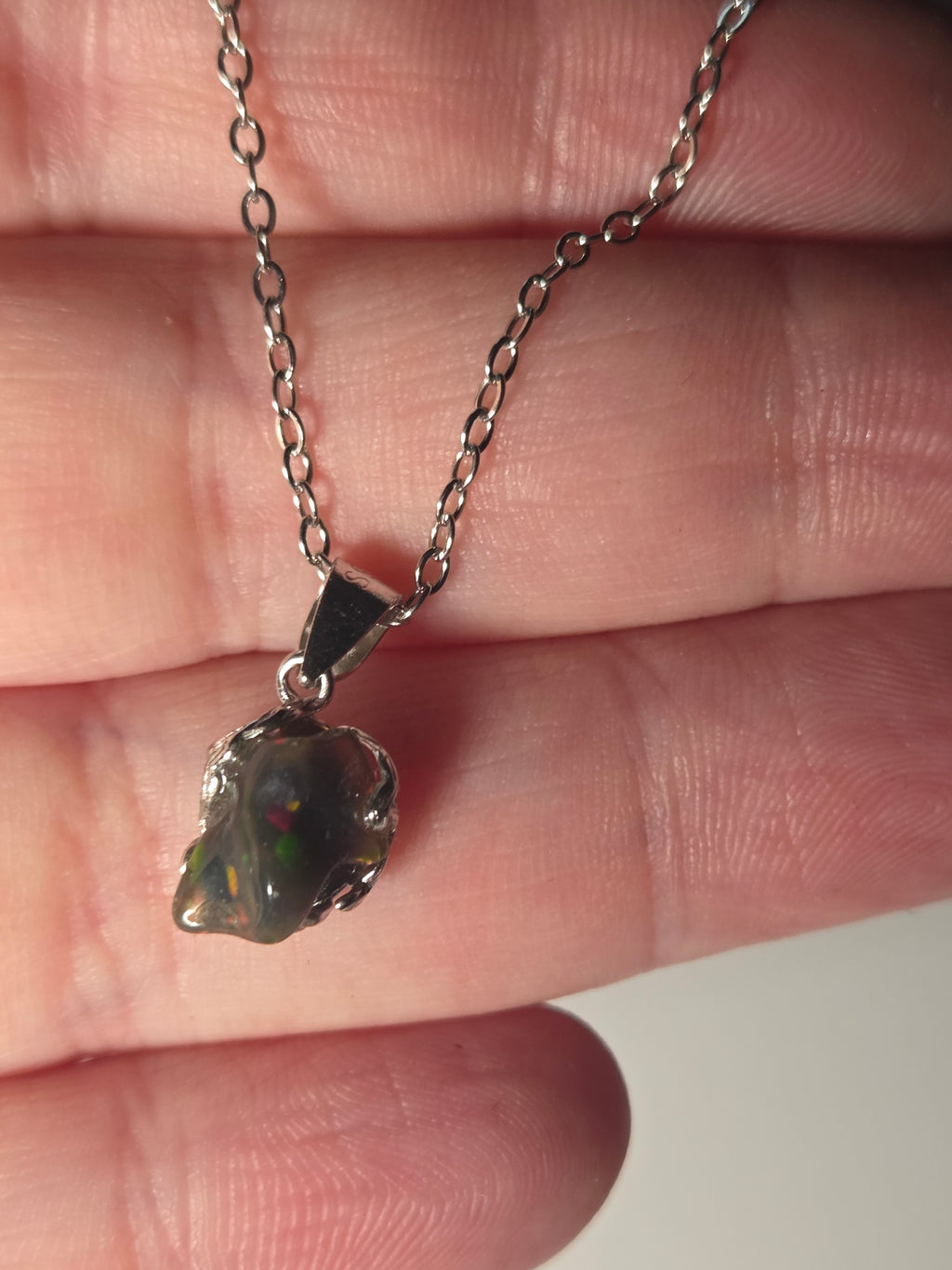 Ethiopian black Opal necklace s295