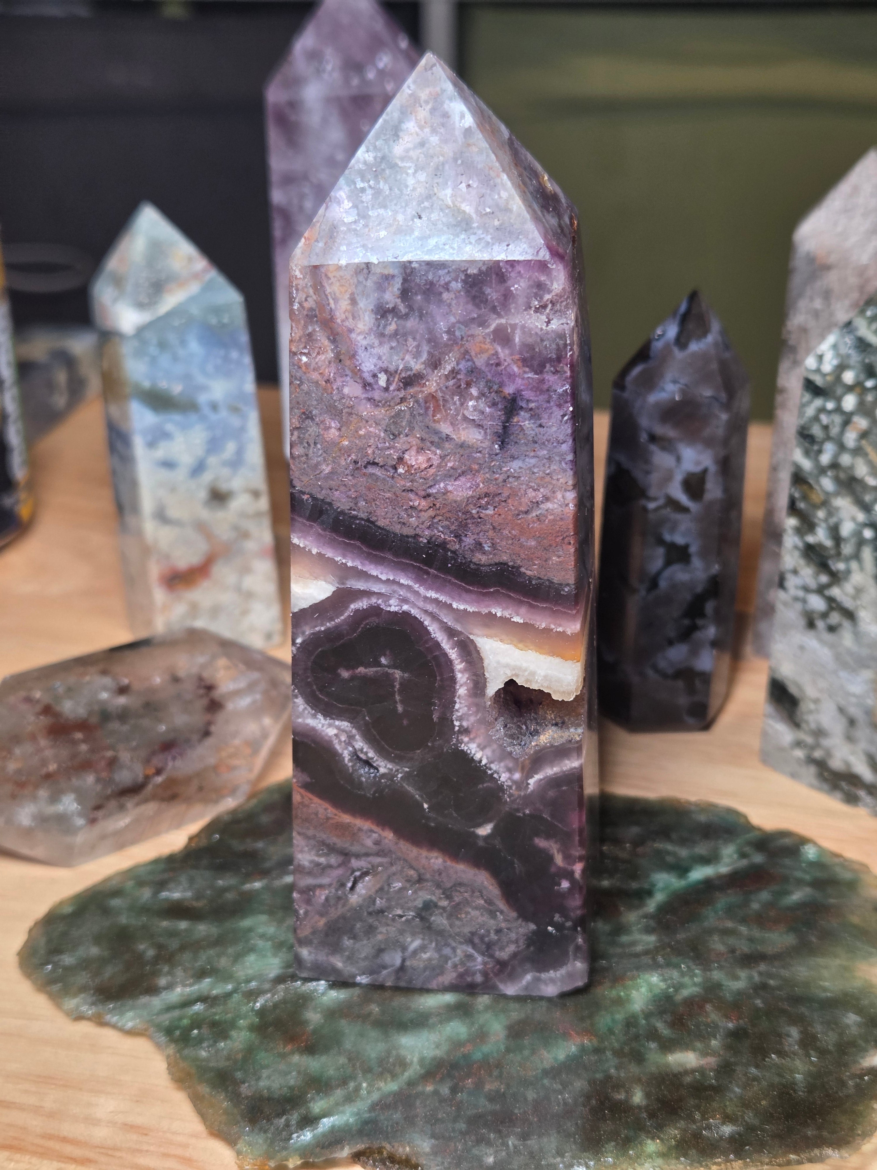 Root flourite crystal tower with duzy