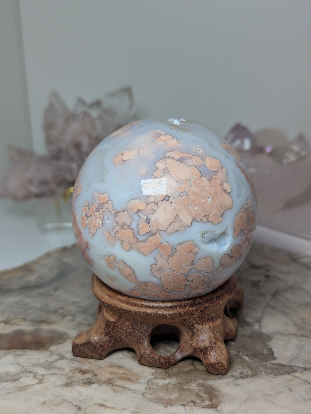Beautiful cotton candy crystal agate crystal sphere