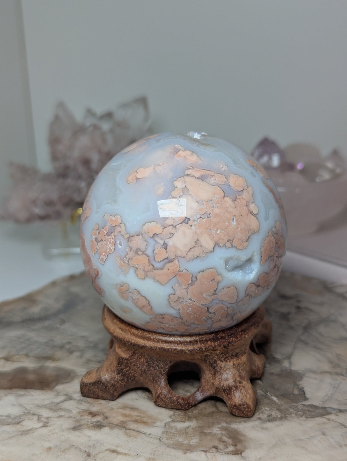 Beautiful cotton candy crystal agate crystal sphere
