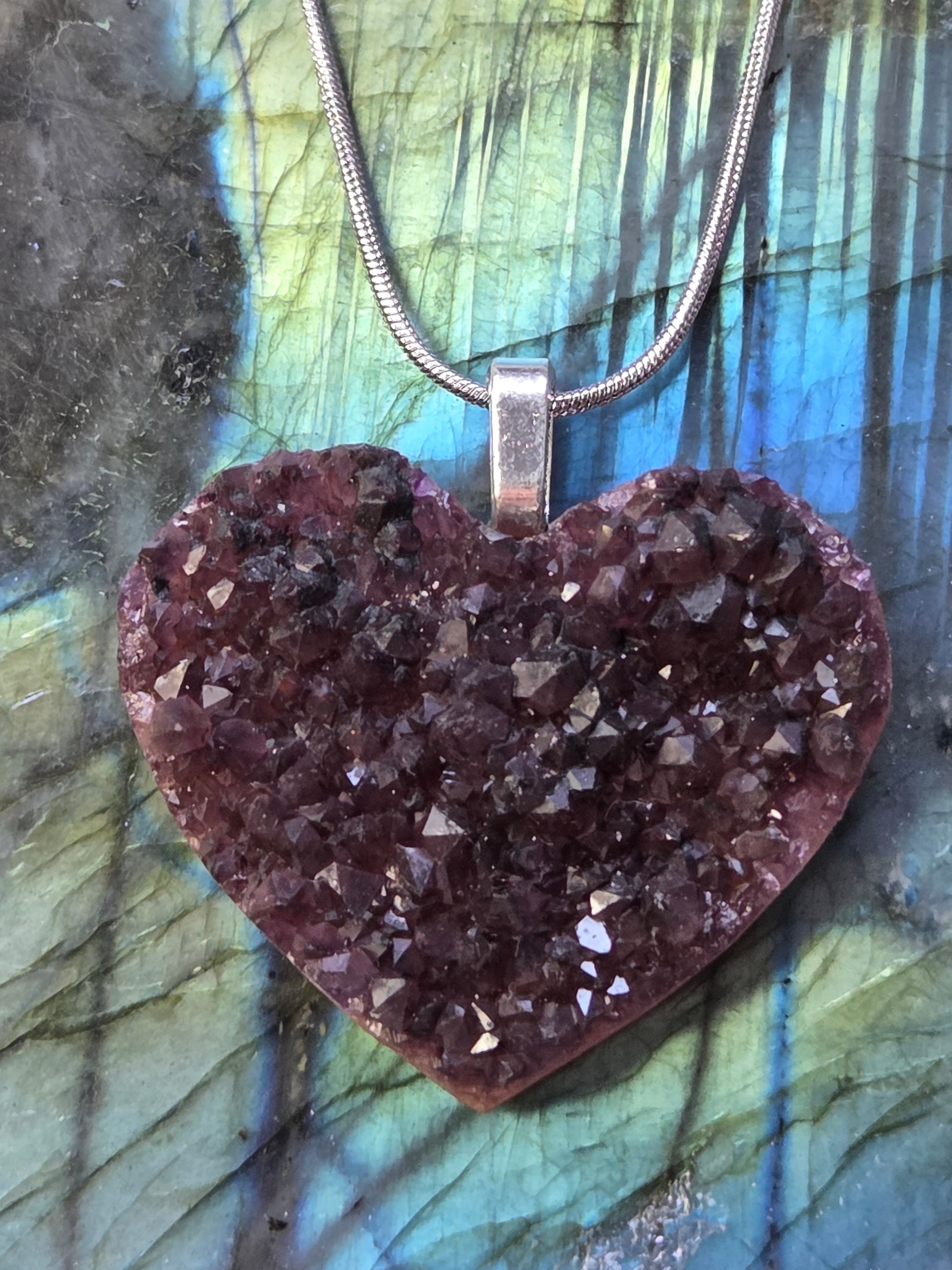 Auralite 23 crystal heart handmade necklace