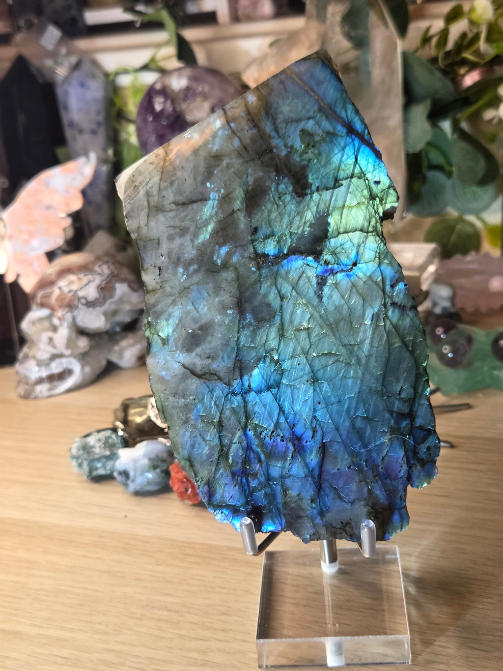 Labradorite crystal slice with stand