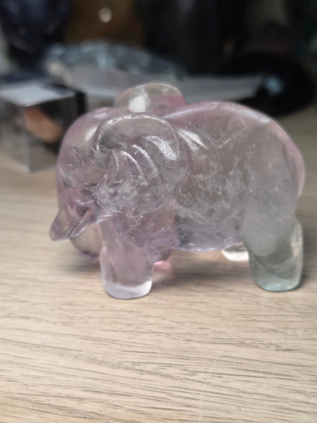 Candy floss flourite crystal Elephant carving