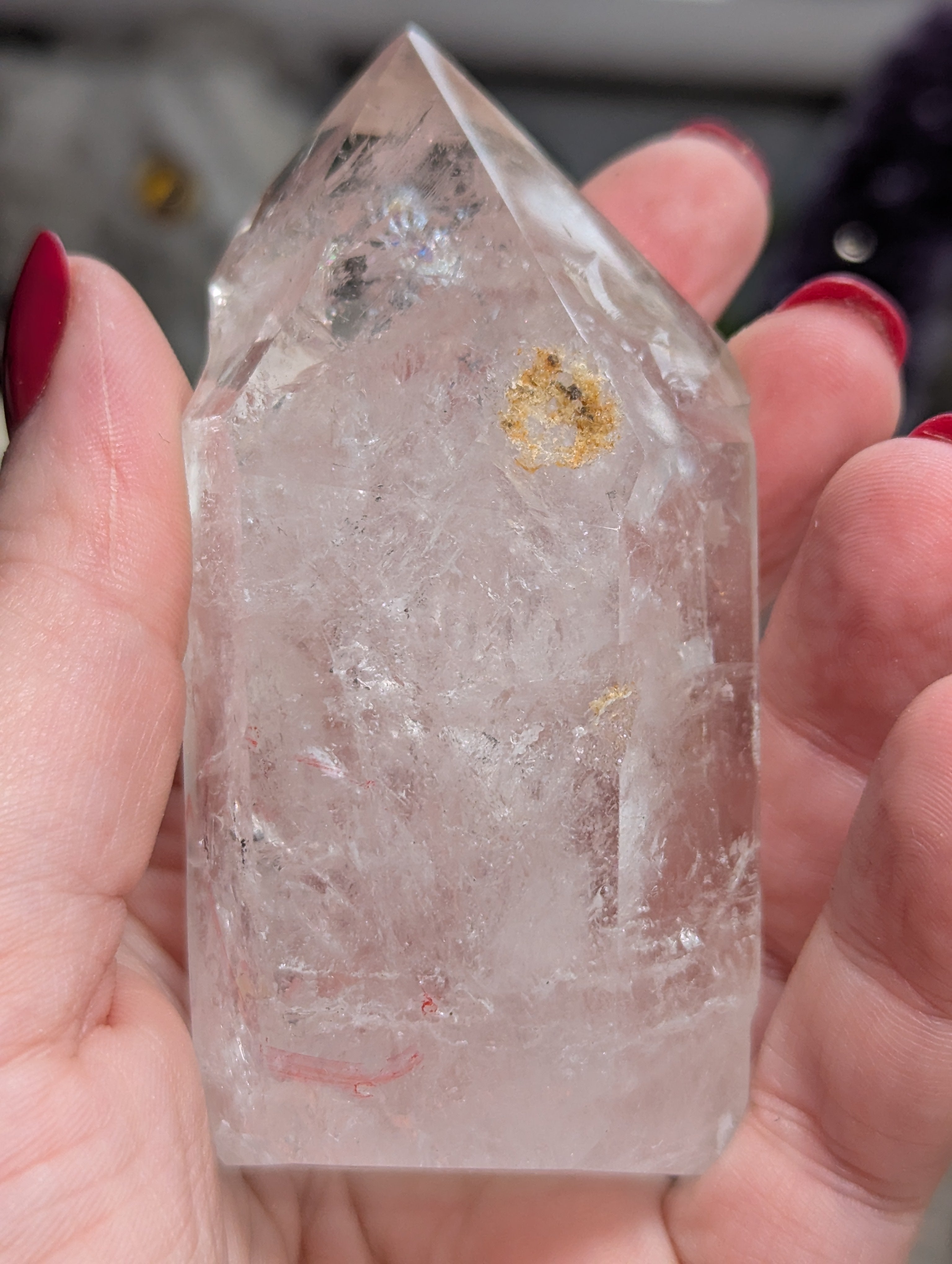 Large  enhydro crystal raw tower