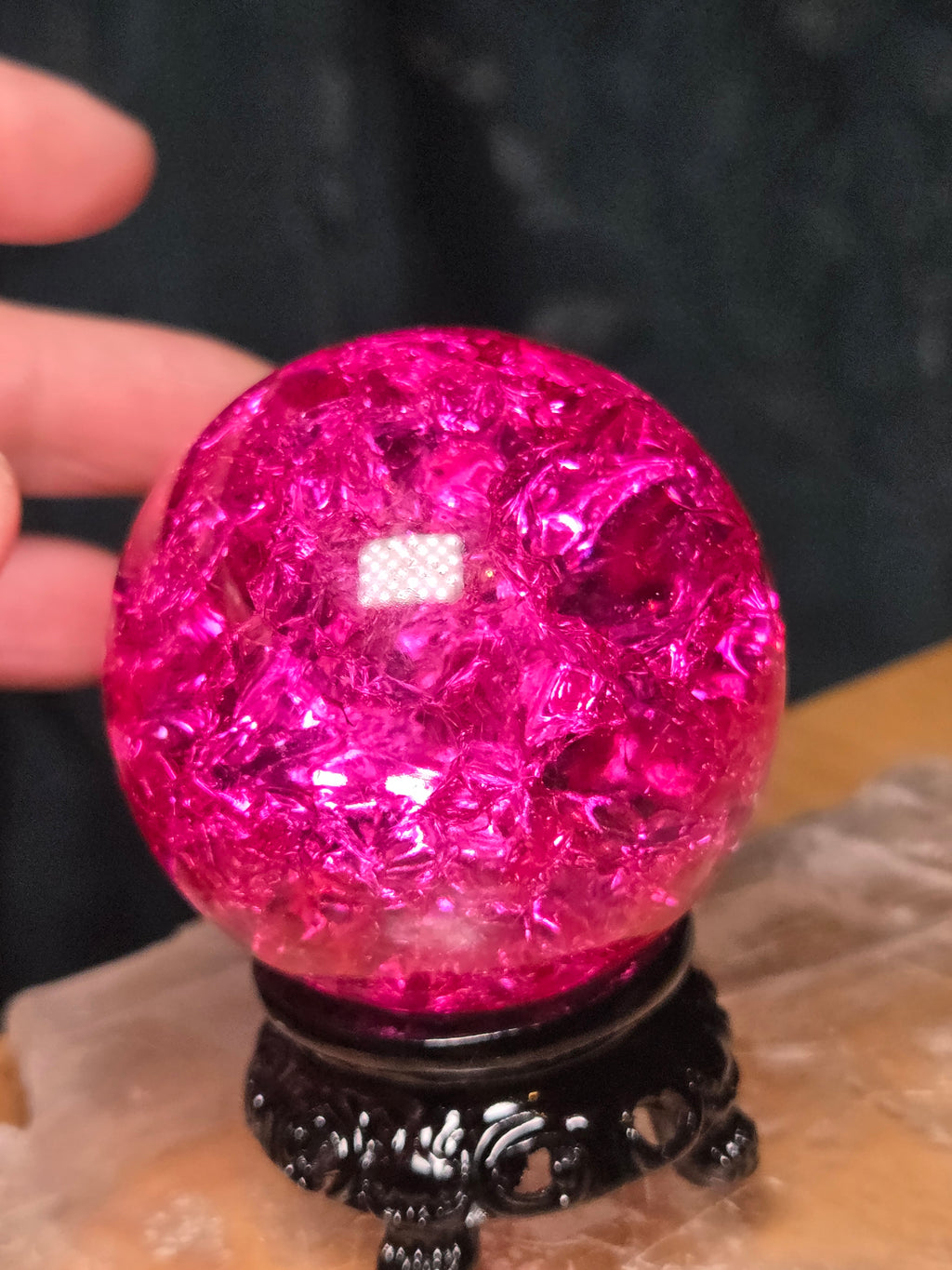 Pink Crackle Glass sphere