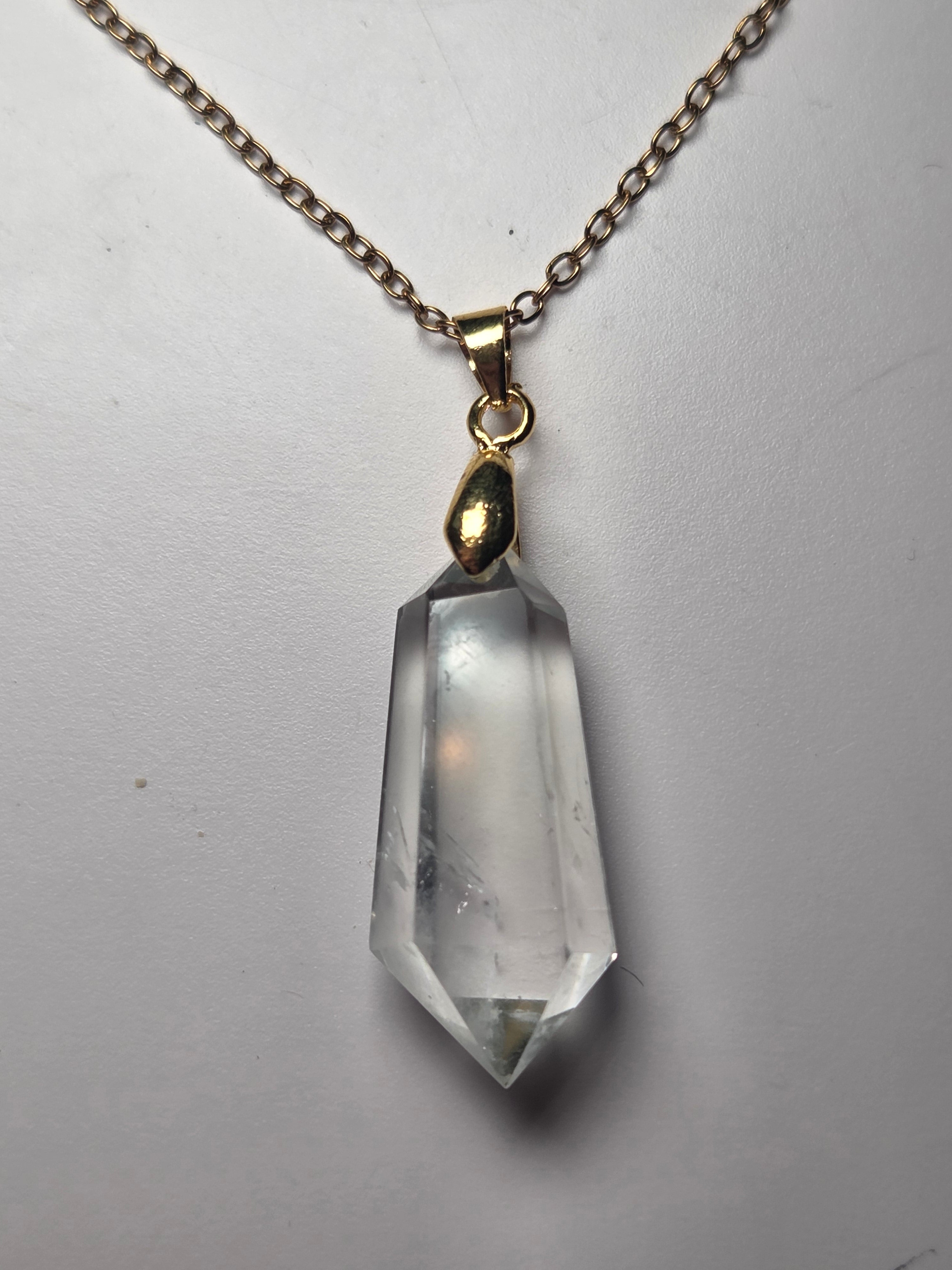 Rare Green Quartz crystal handmade necklace