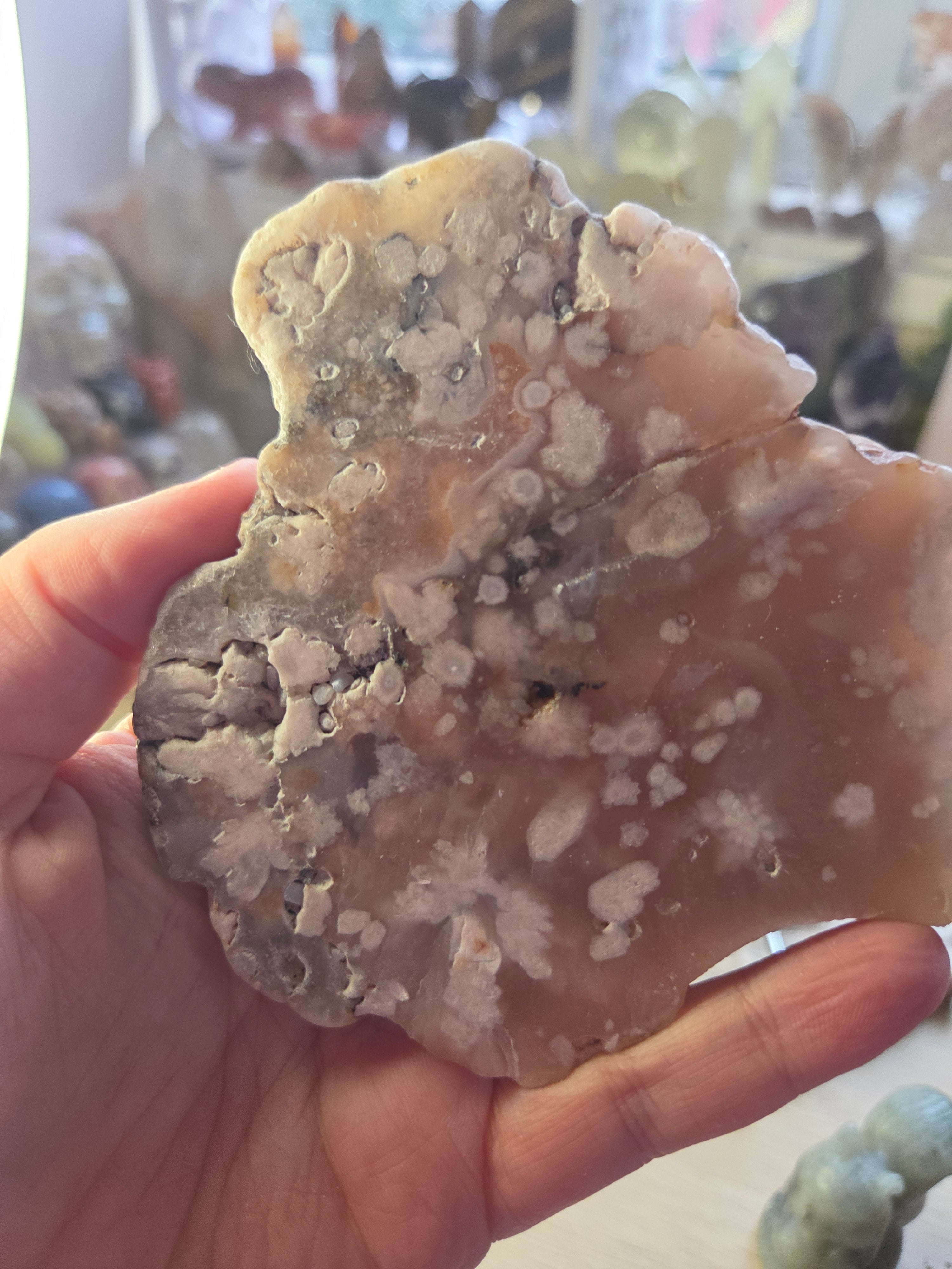 Flower agate crystal slice
